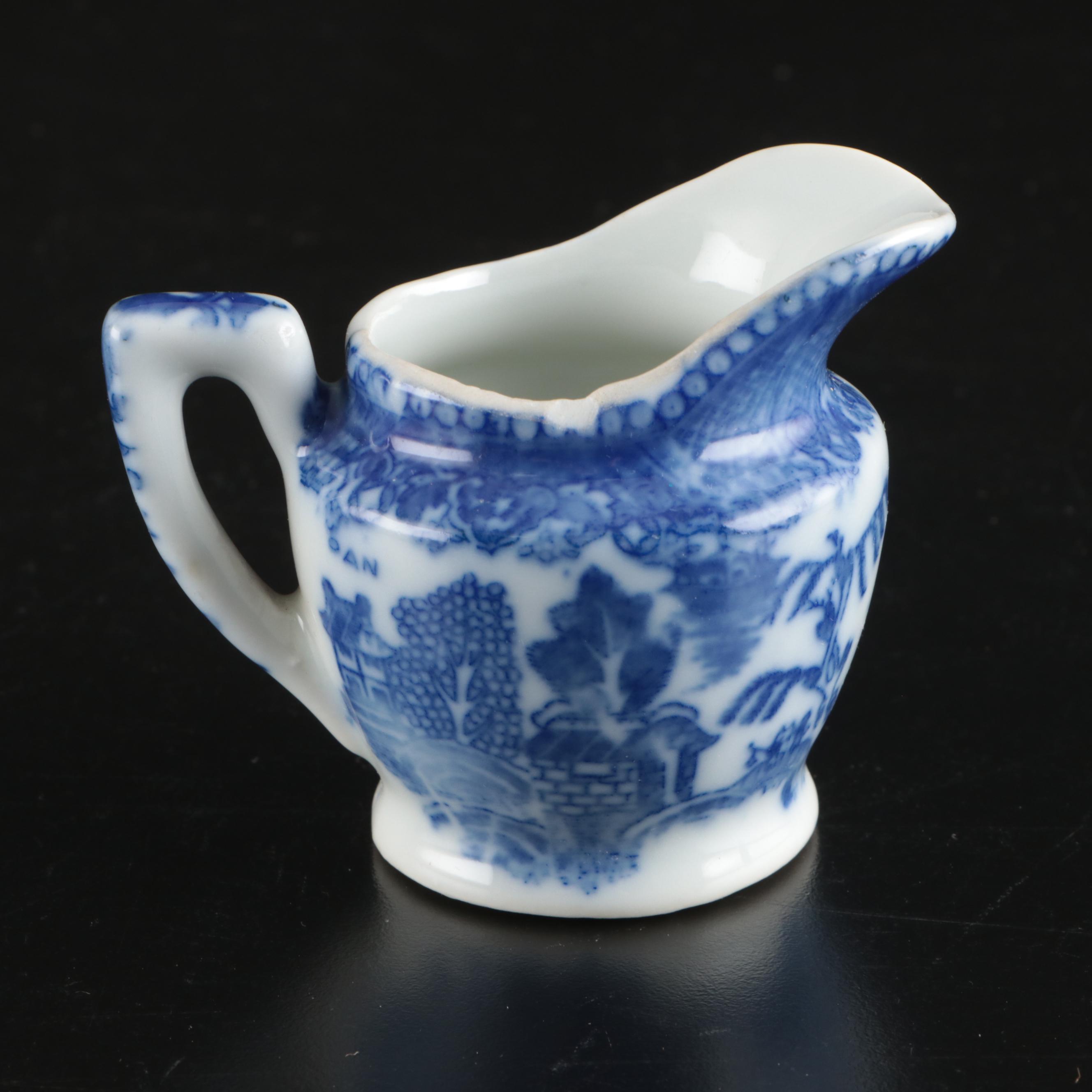 Japanese Blue on White Transferware Porcelain Tea Set