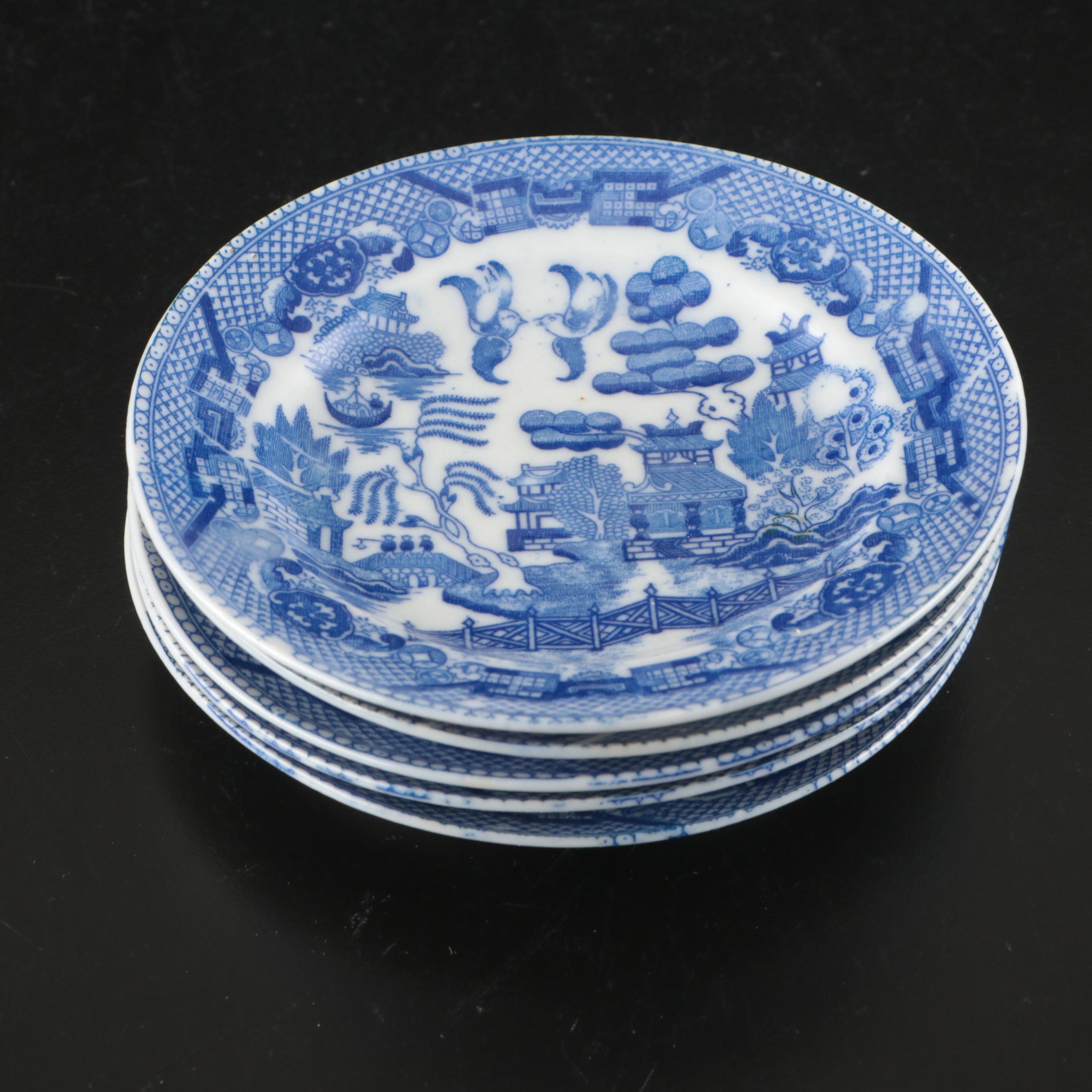 Japanese Blue on White Transferware Porcelain Tea Set