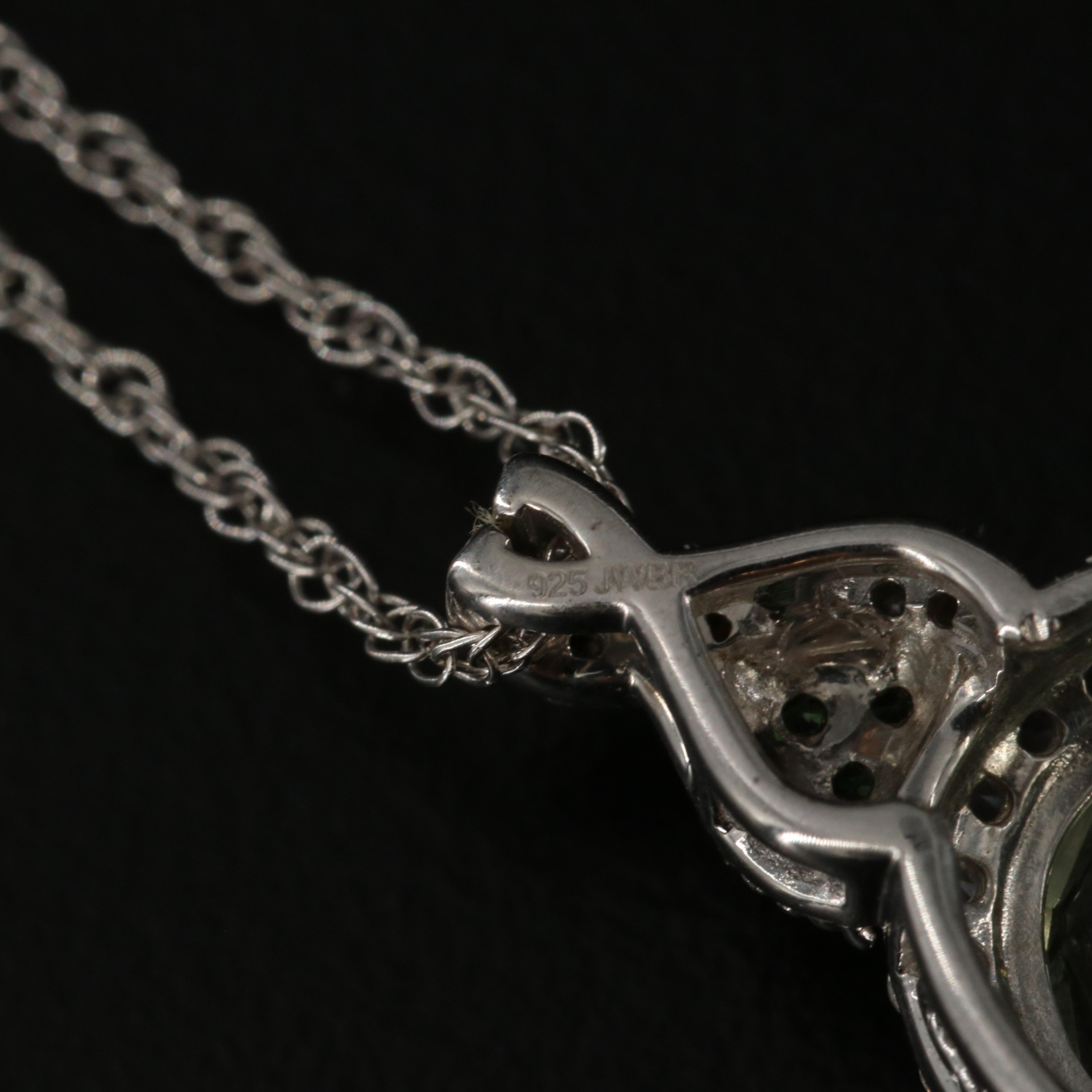 Sterling Praziolte, Diopside and White Sapphire Pendant Necklace