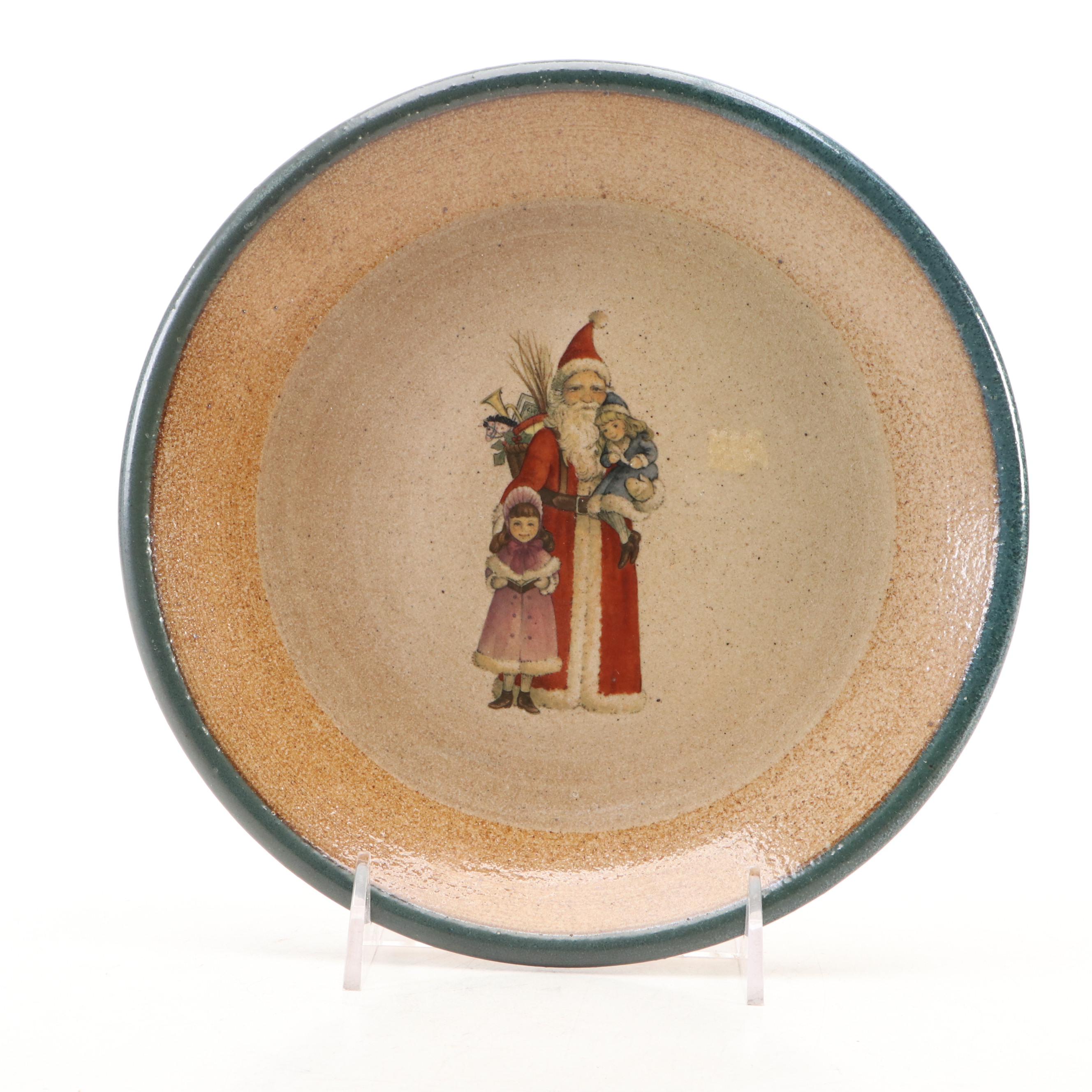 Monroe Salt Works Stoneware Santa Claus Plate with Johnson Bros Tree Dishes