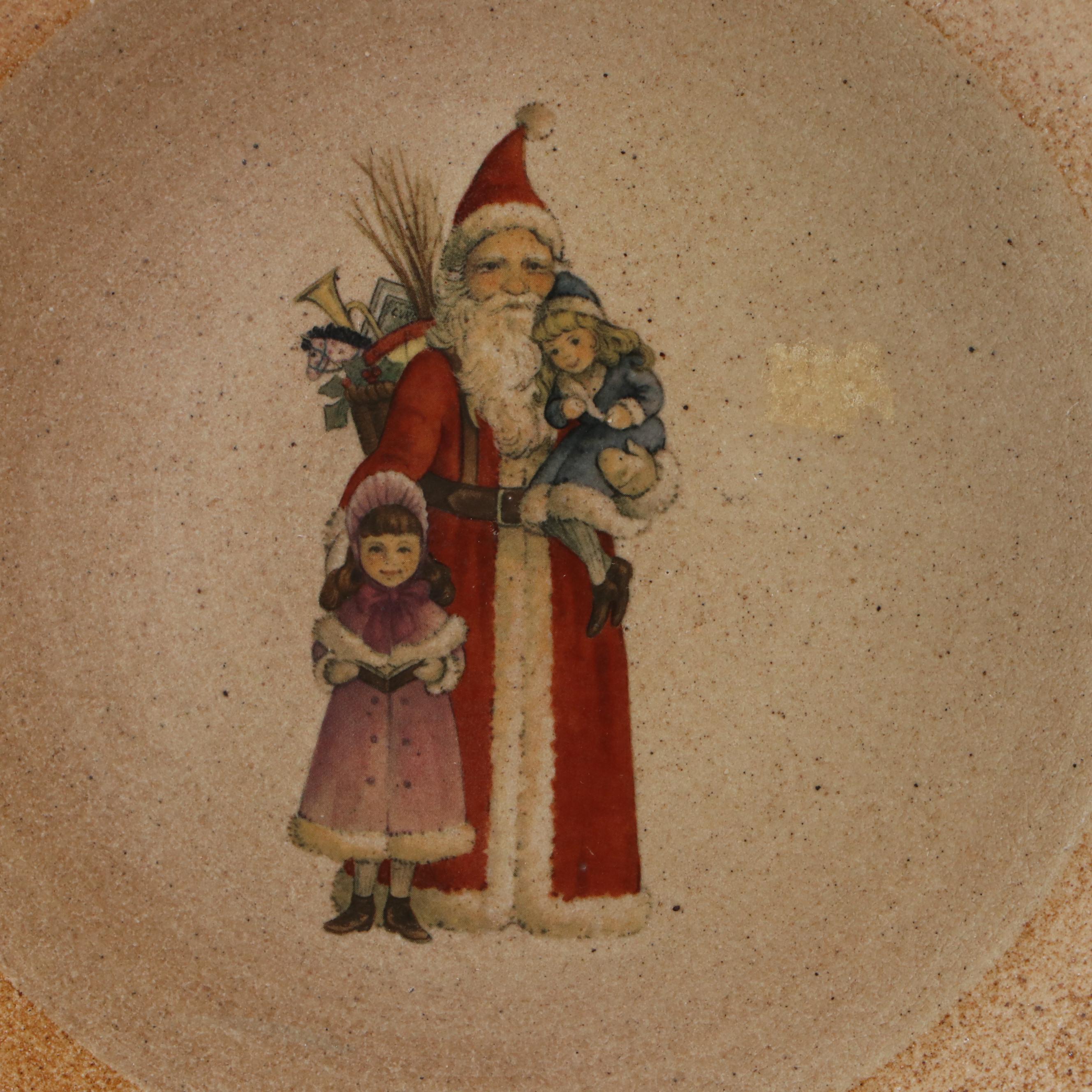 Monroe Salt Works Stoneware Santa Claus Plate with Johnson Bros Tree Dishes