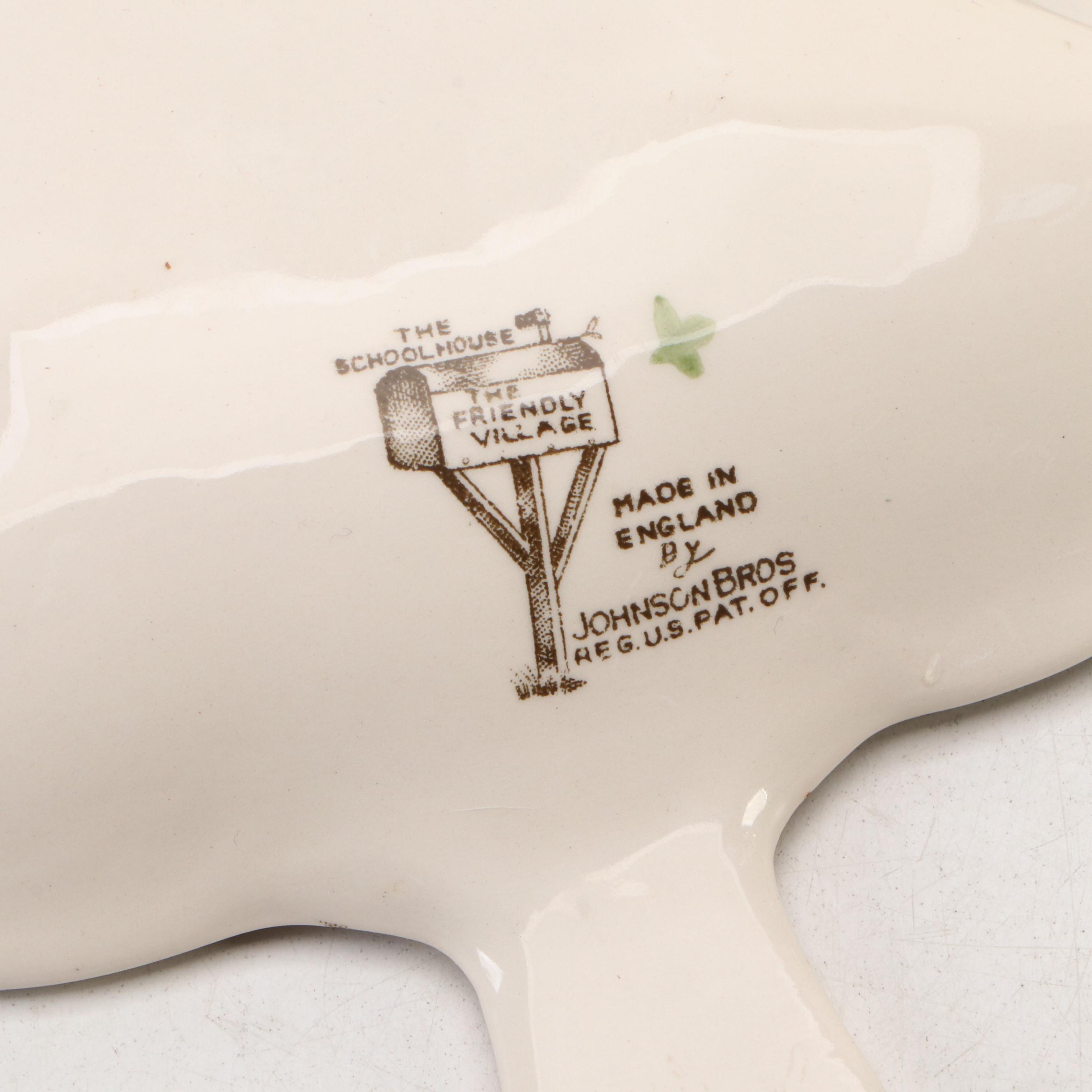 Monroe Salt Works Stoneware Santa Claus Plate with Johnson Bros Tree Dishes