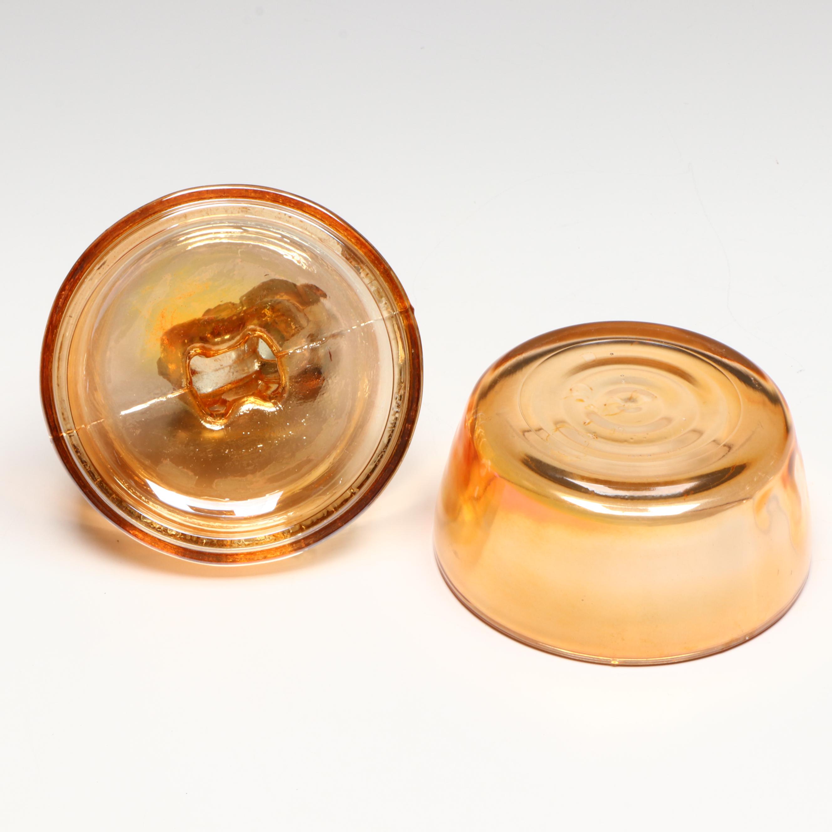 Jeannette Apple Jar with Other Orange Iridescent Glass Décor