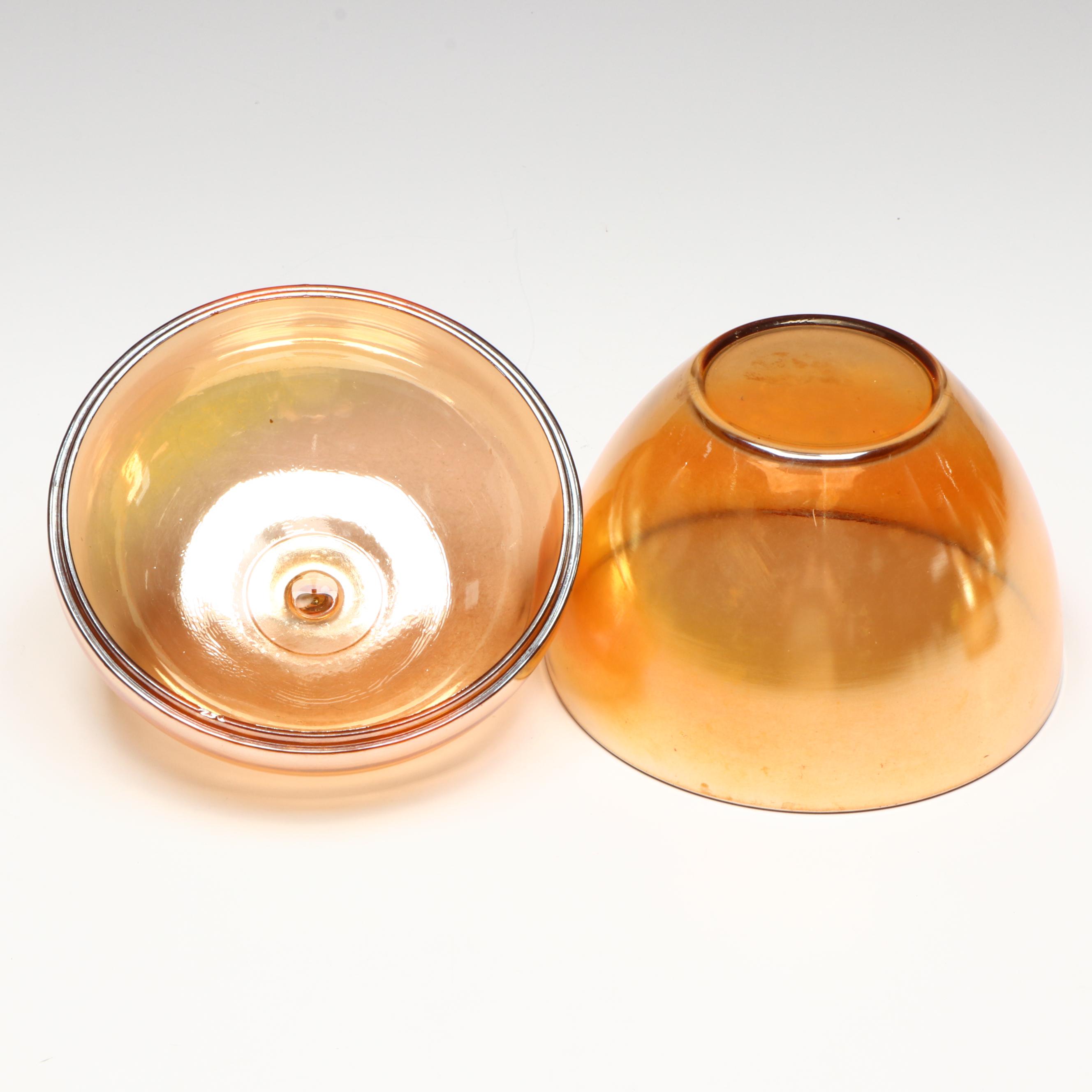 Jeannette Apple Jar with Other Orange Iridescent Glass Décor
