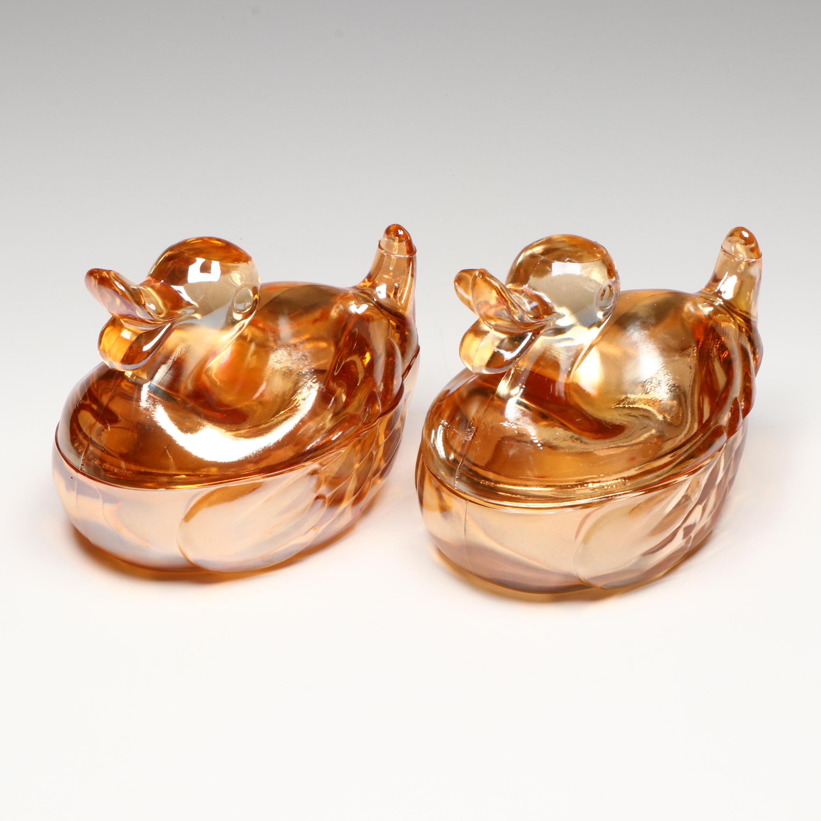 Jeannette Apple Jar with Other Orange Iridescent Glass Décor