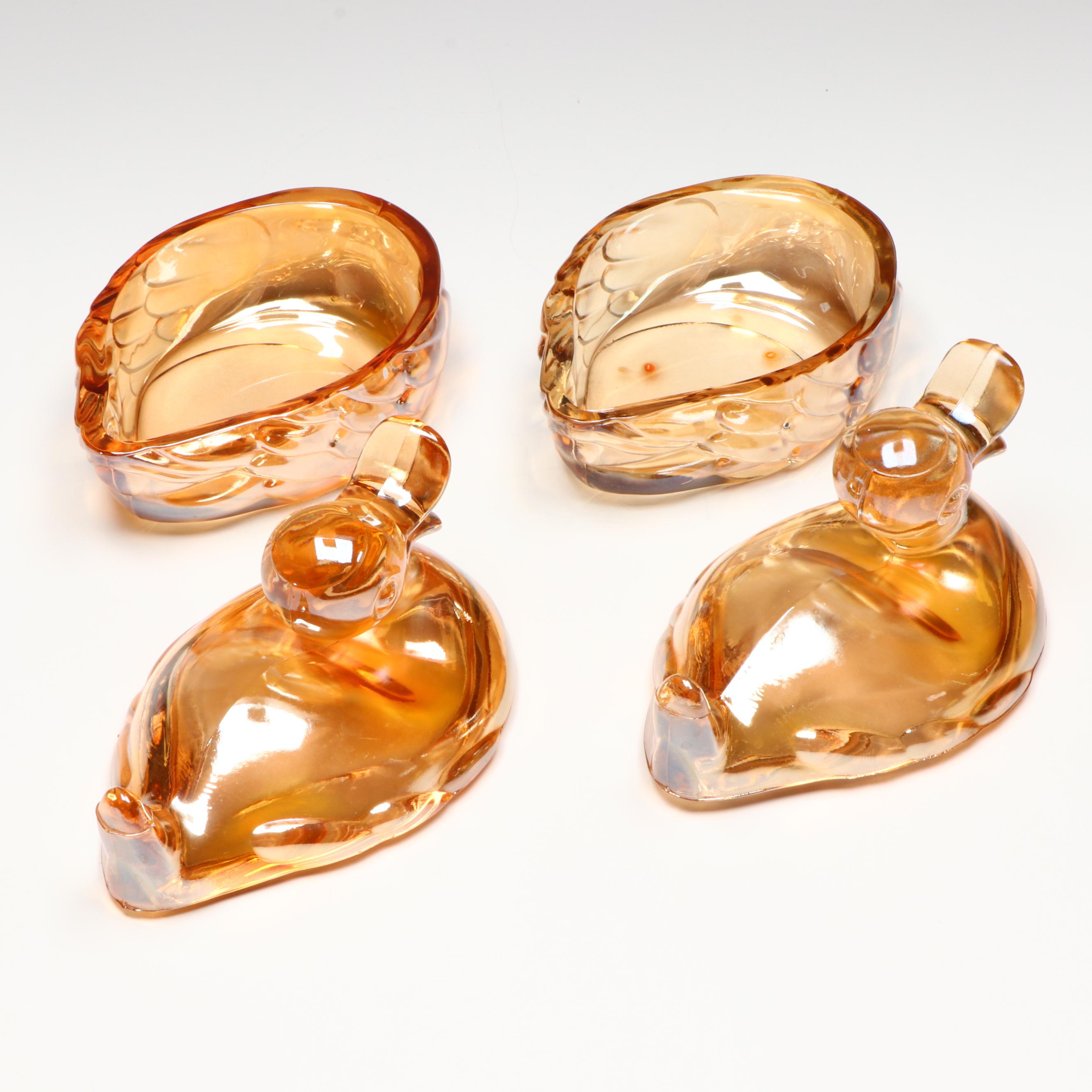 Jeannette Apple Jar with Other Orange Iridescent Glass Décor