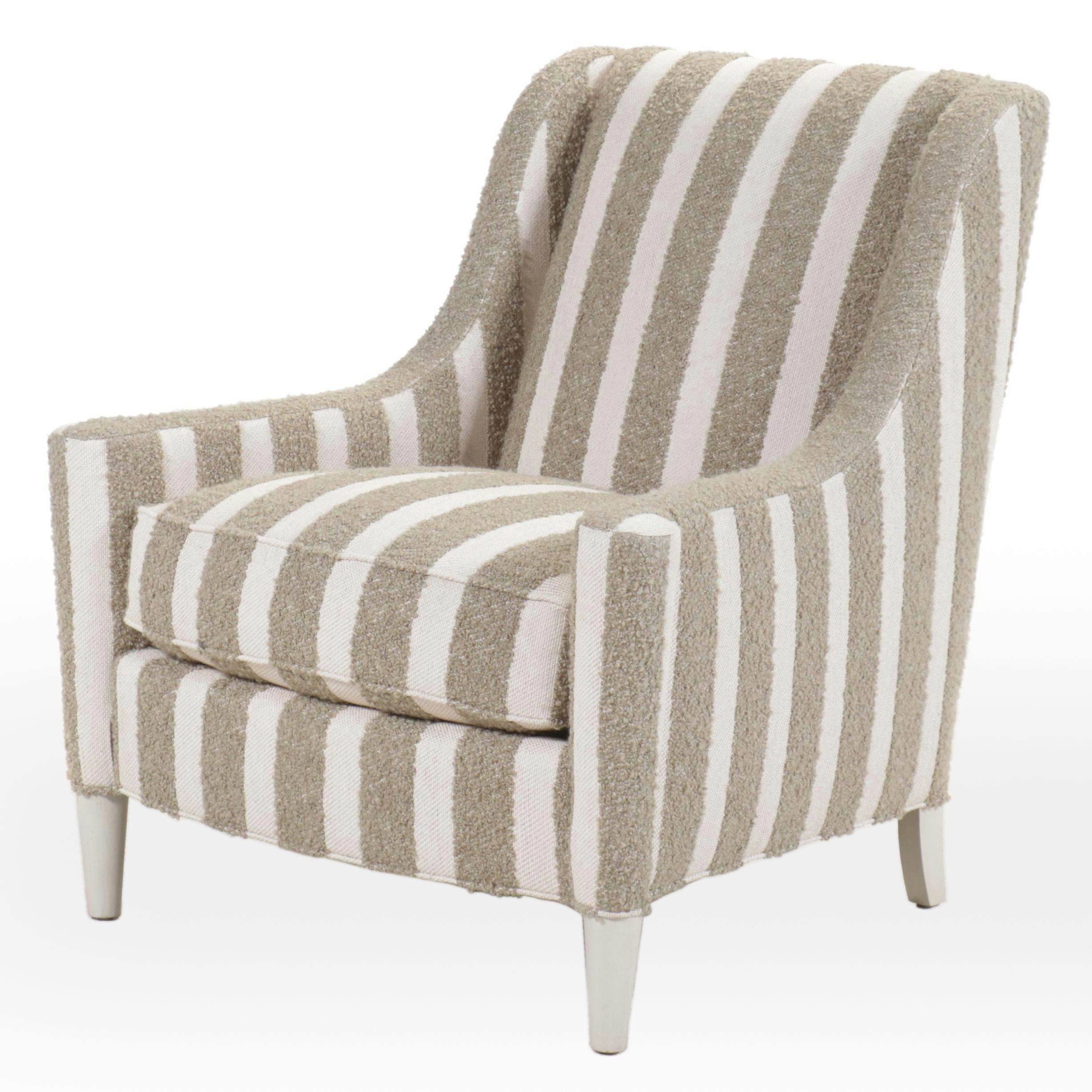 Vanguard Furniture Contemporary Bouclé Striped Fabric Upholstered Armchair