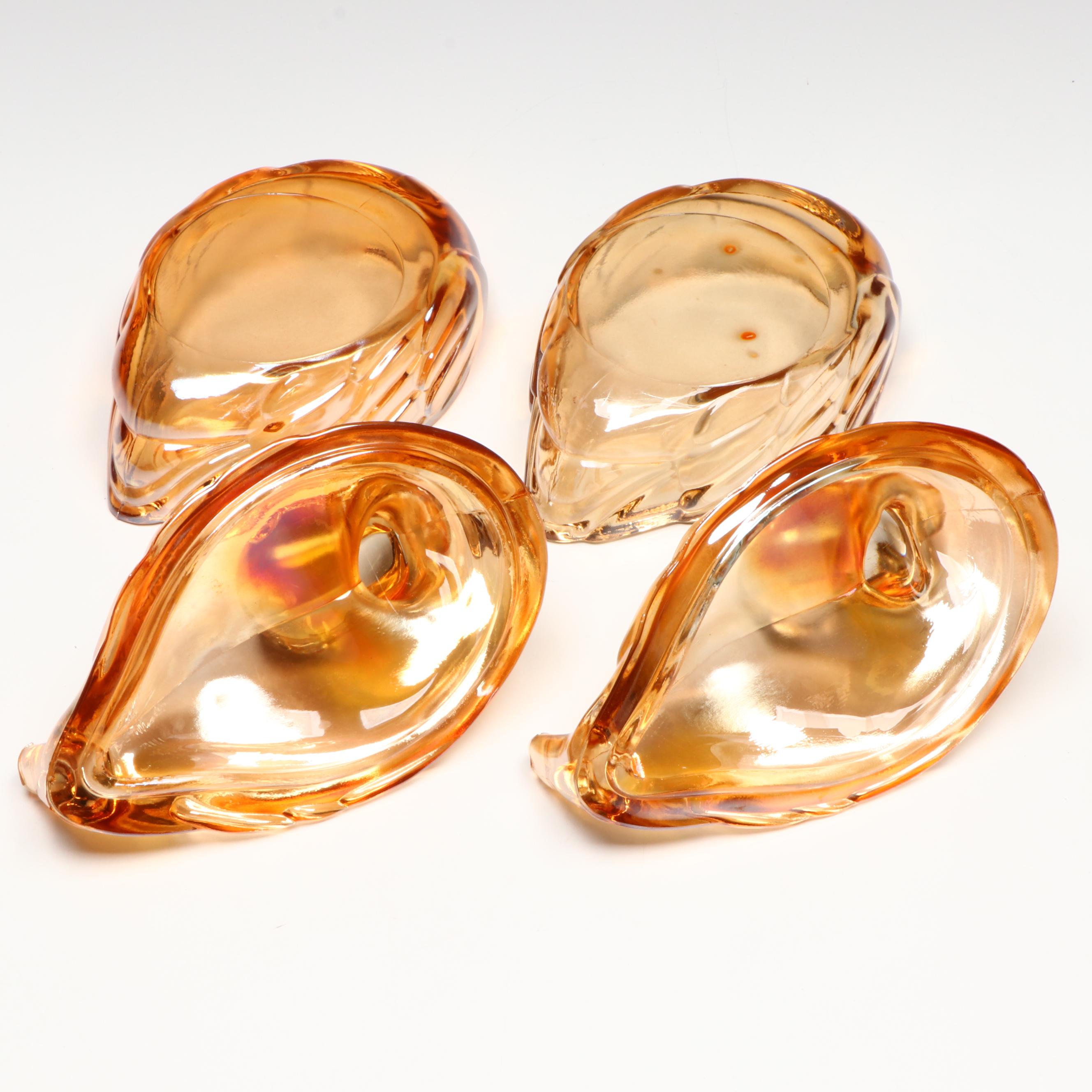 Jeannette Apple Jar with Other Orange Iridescent Glass Décor