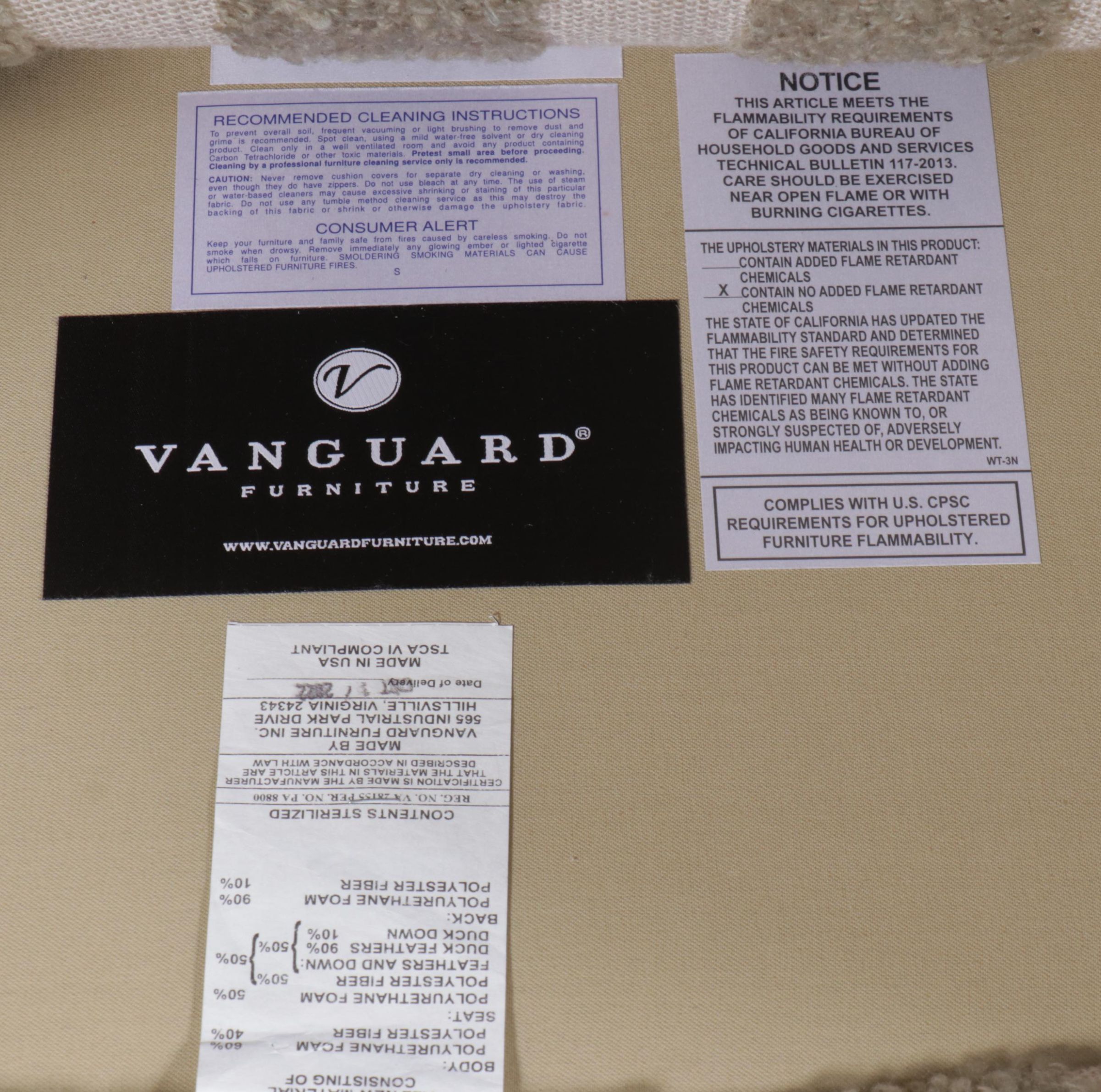 Vanguard Furniture Contemporary Bouclé Striped Fabric Upholstered Armchair