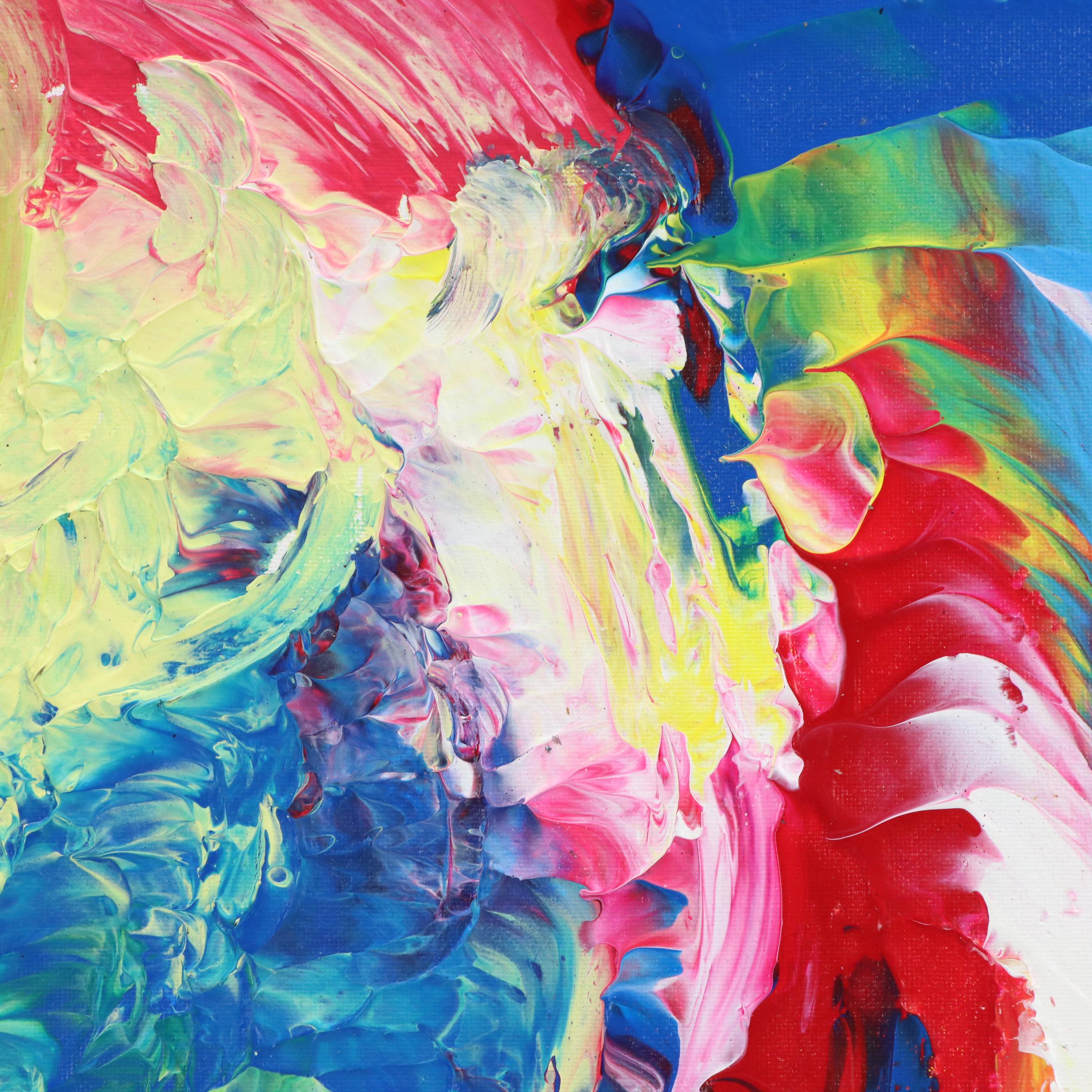 Abiola Idowu Abstract Impasto Acrylic Painting "Sunrise," 2024