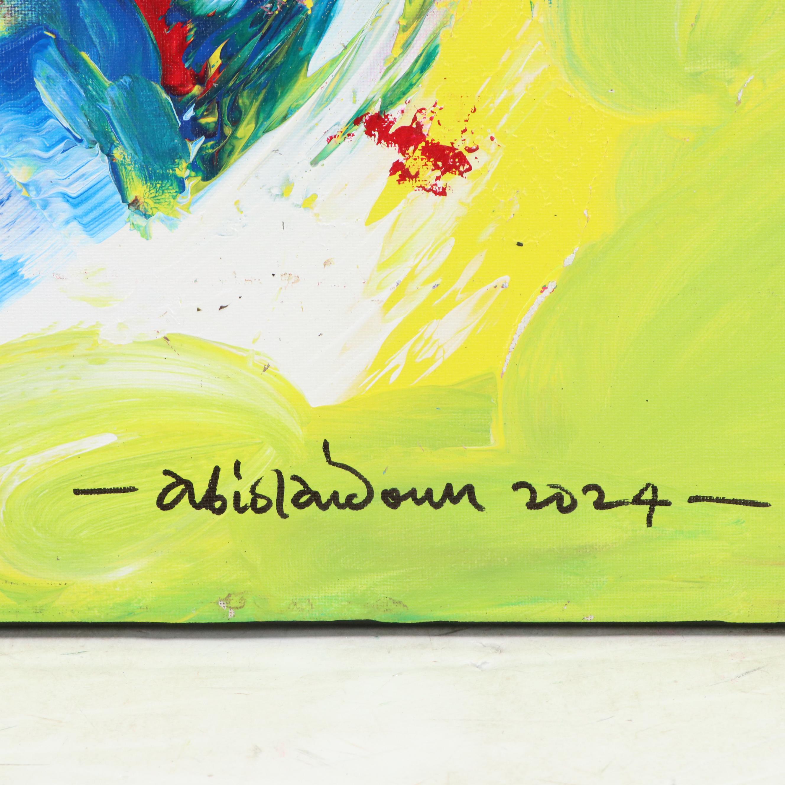 Abiola Idowu Abstract Impasto Acrylic Painting "Sunrise," 2024