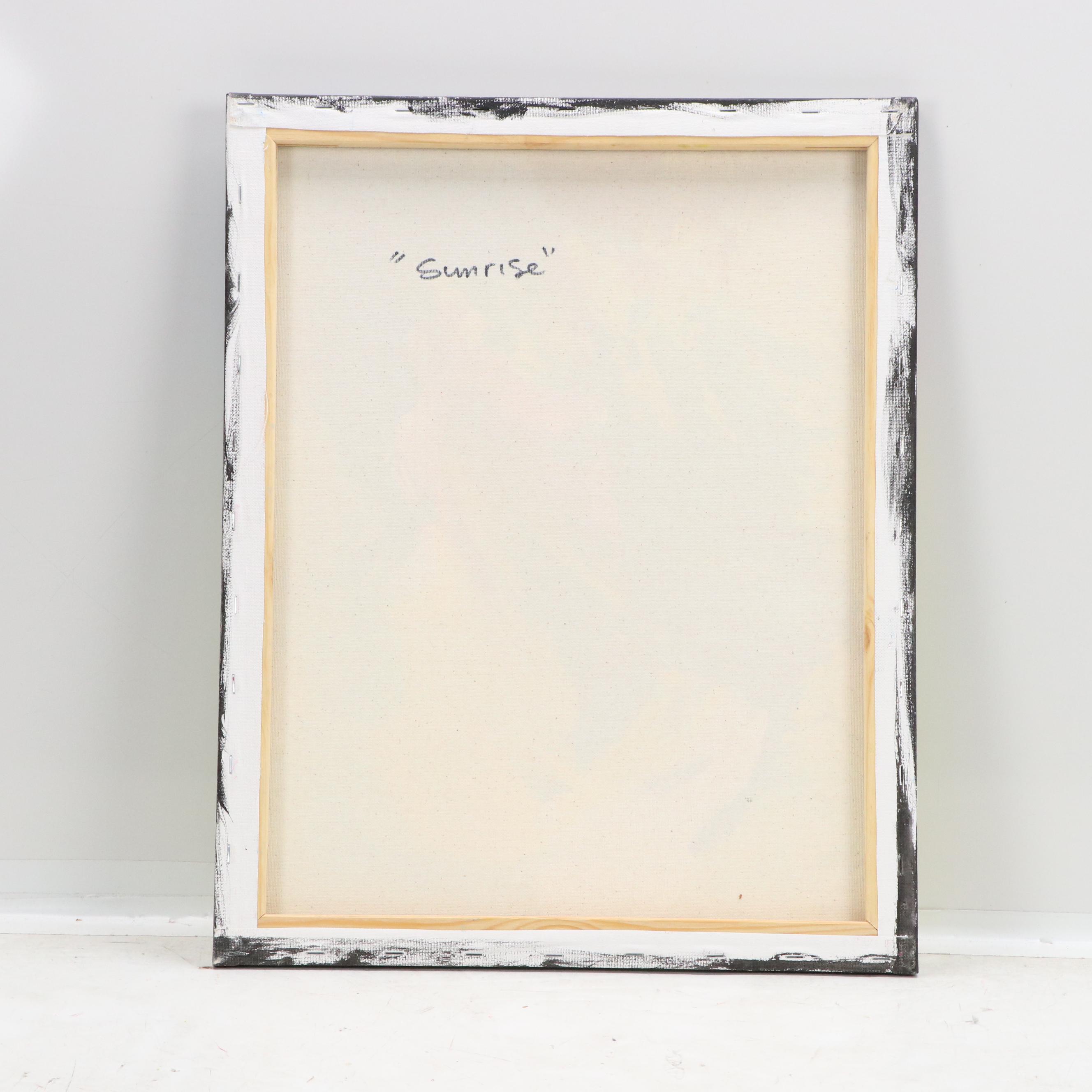 Abiola Idowu Abstract Impasto Acrylic Painting "Sunrise," 2024