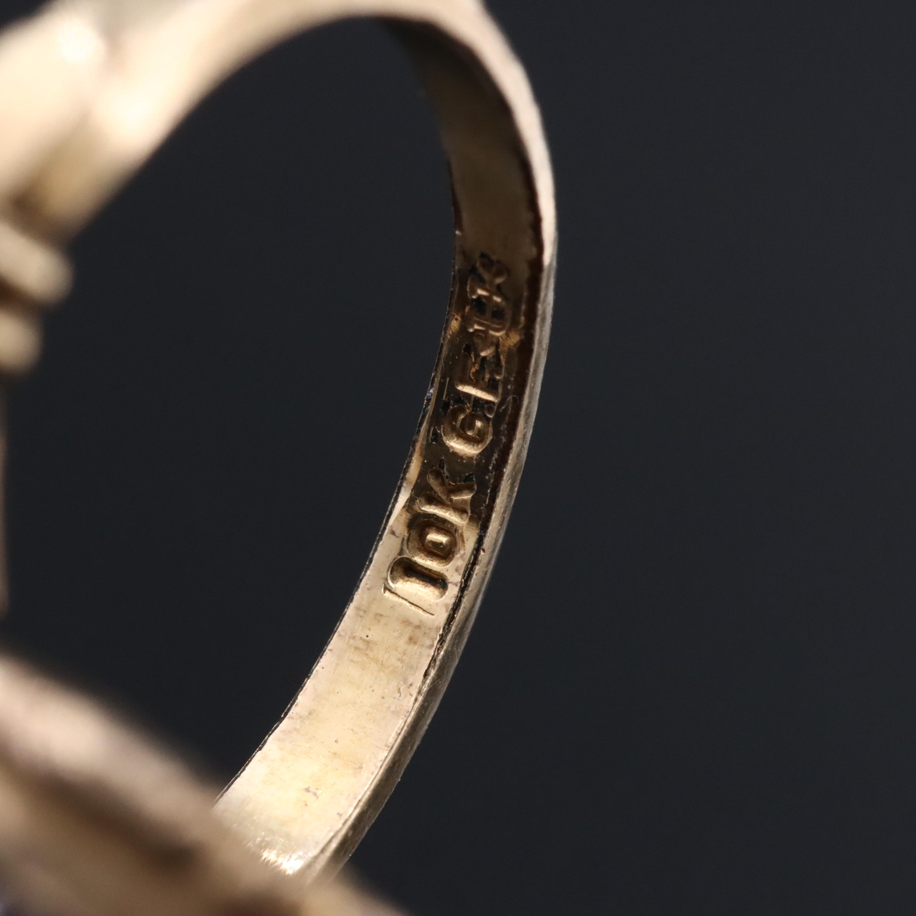 Vintage Gold-Filled Obsidian and Glass Ring