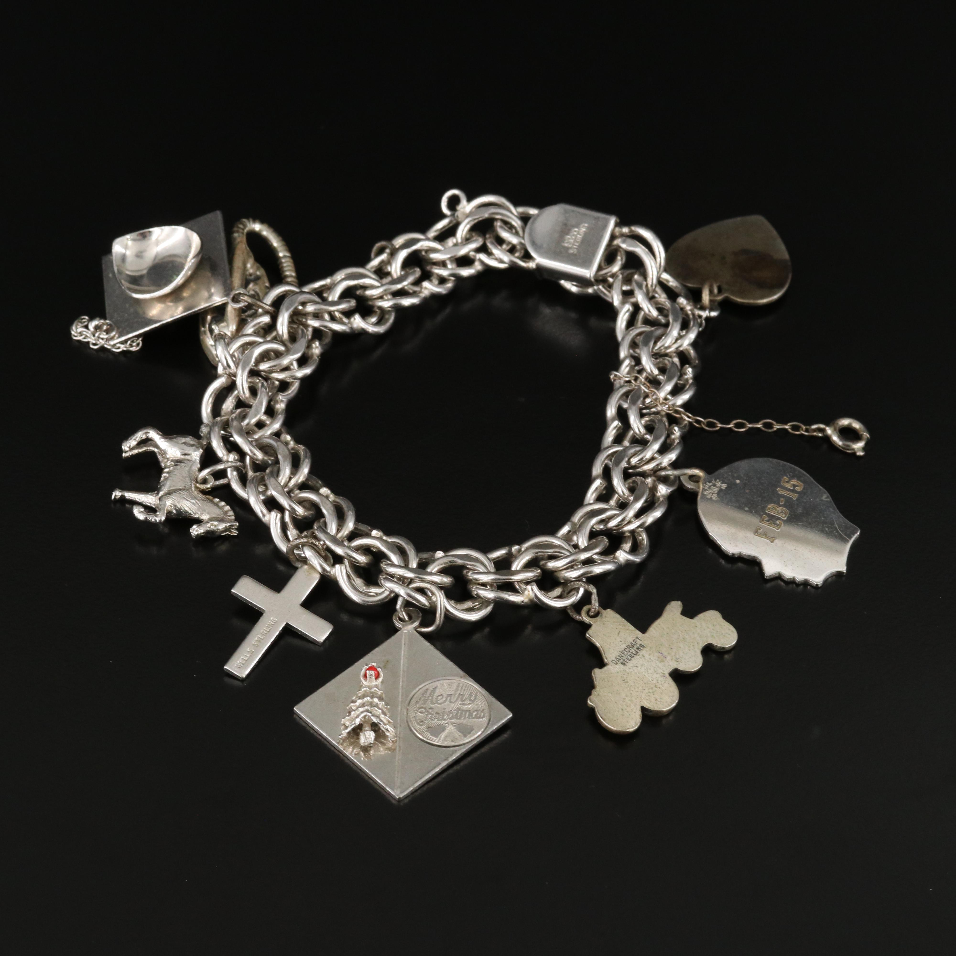 Vintage Sterling Gemstone Charm Bracelets