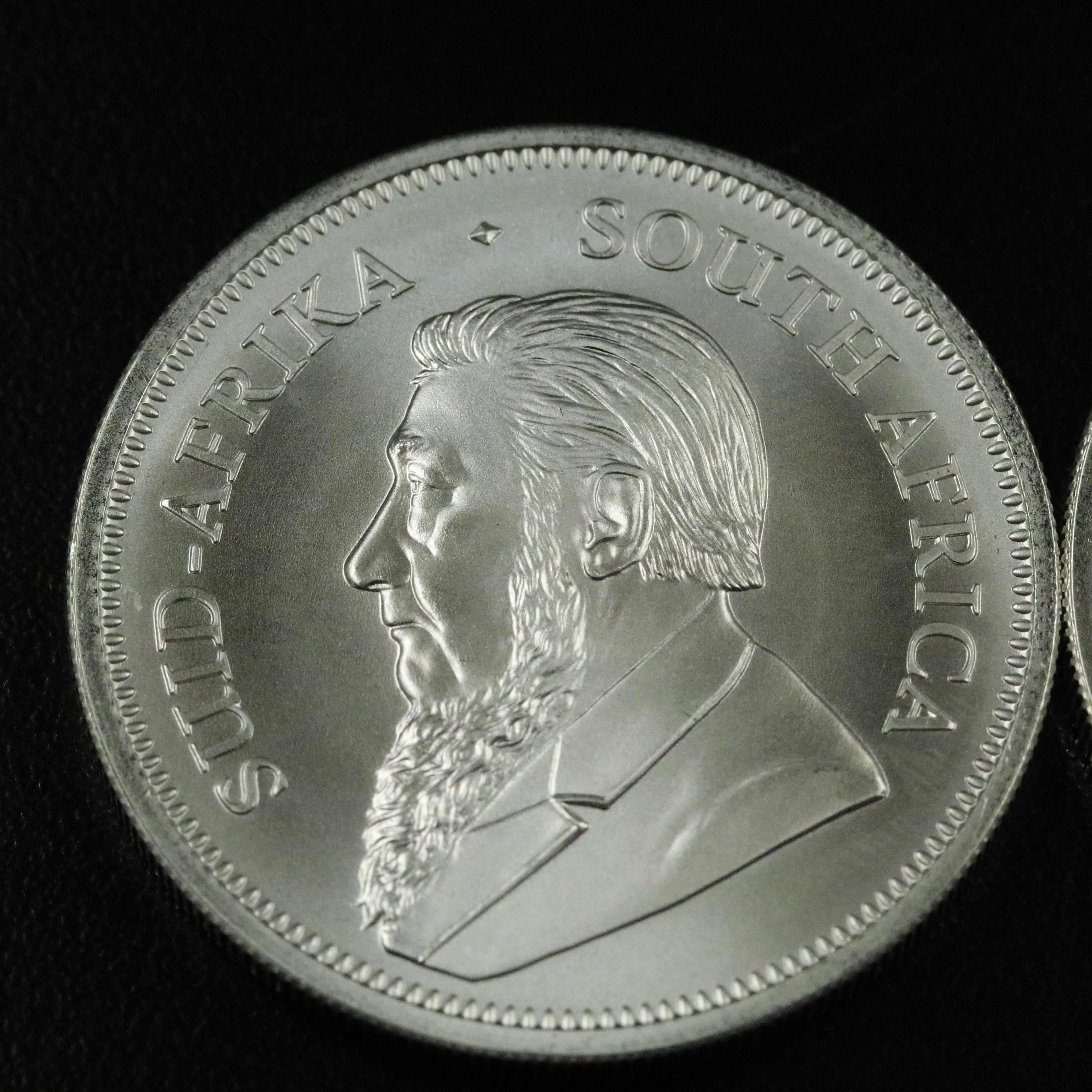 Two 2025 South Africa One Troy Ounce Silver Krugerrands