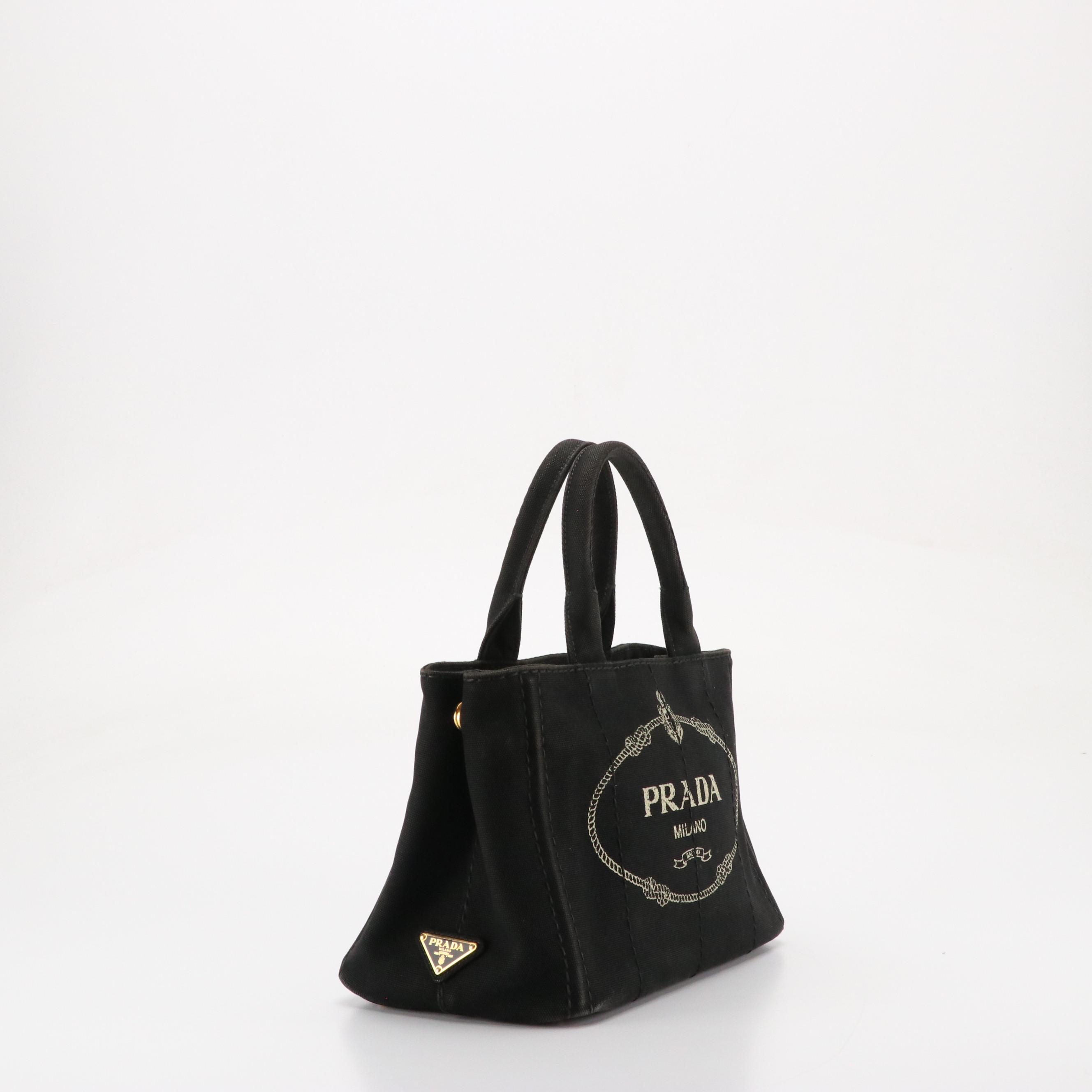 Prada Canapa Logo Canvas and Saffiano Leather Two-Way Tote