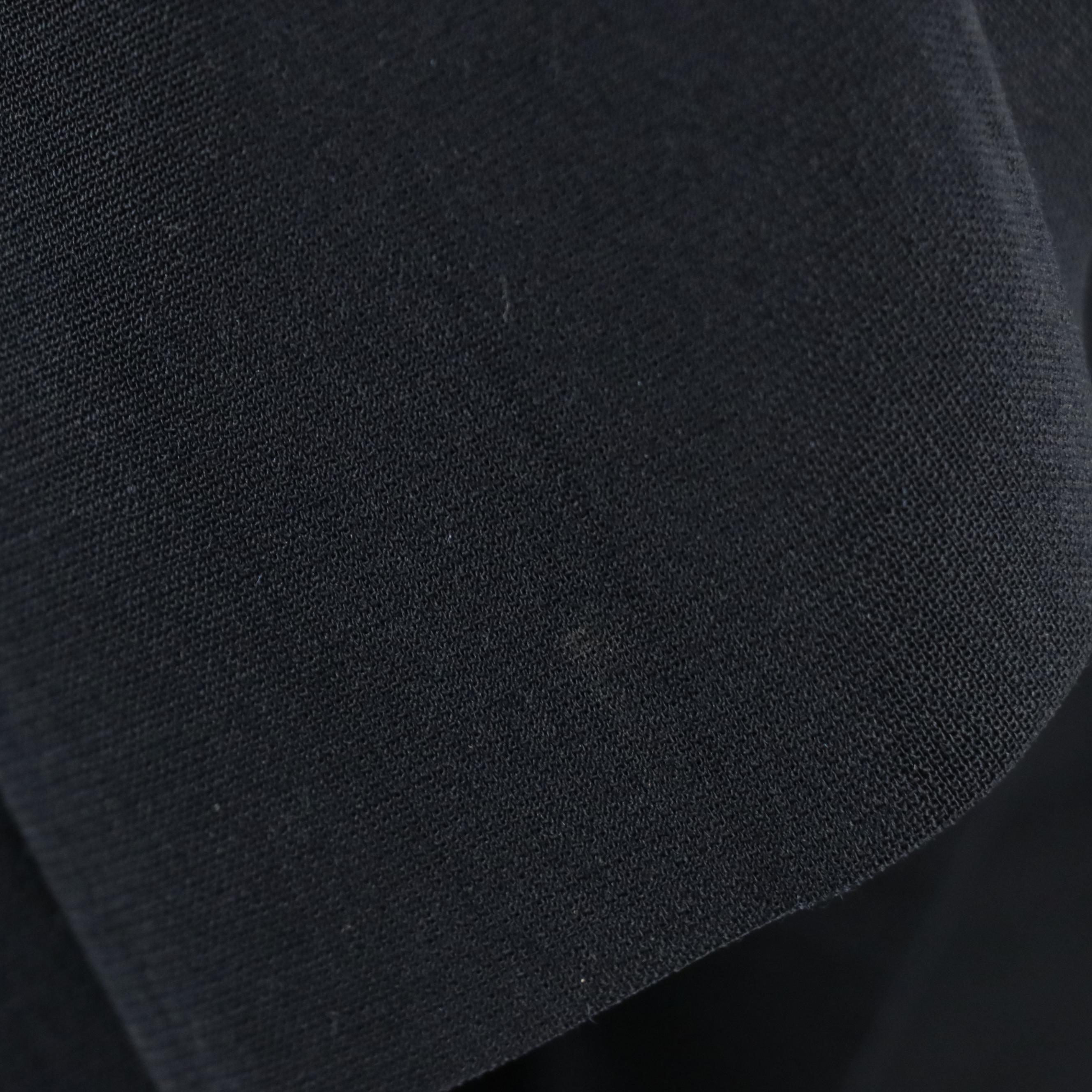 Chanel High Waist Pleated Yoke Skirt in Navy Blue Wool, circa 1970