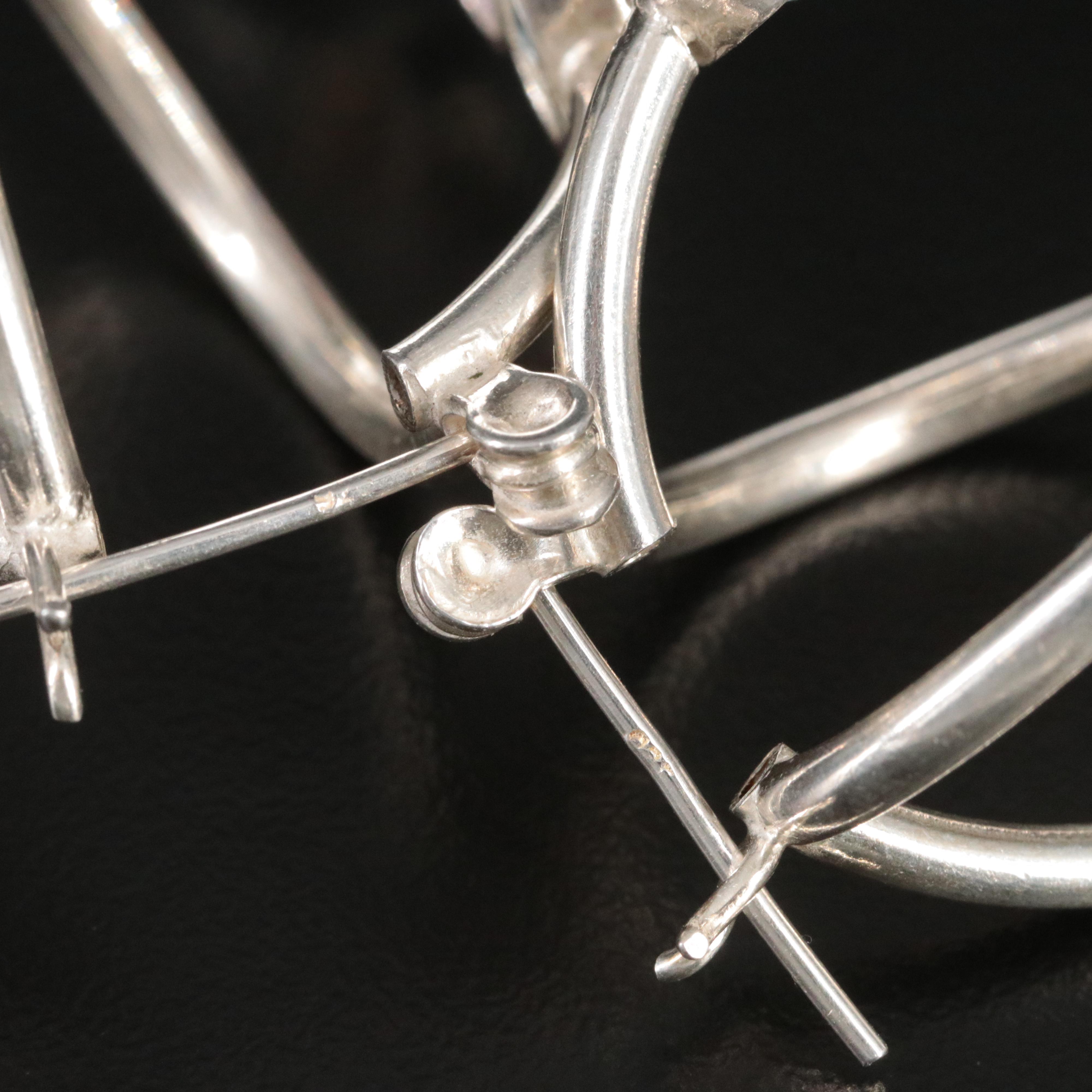 Sterling Gemstone Double Hoop Earrings