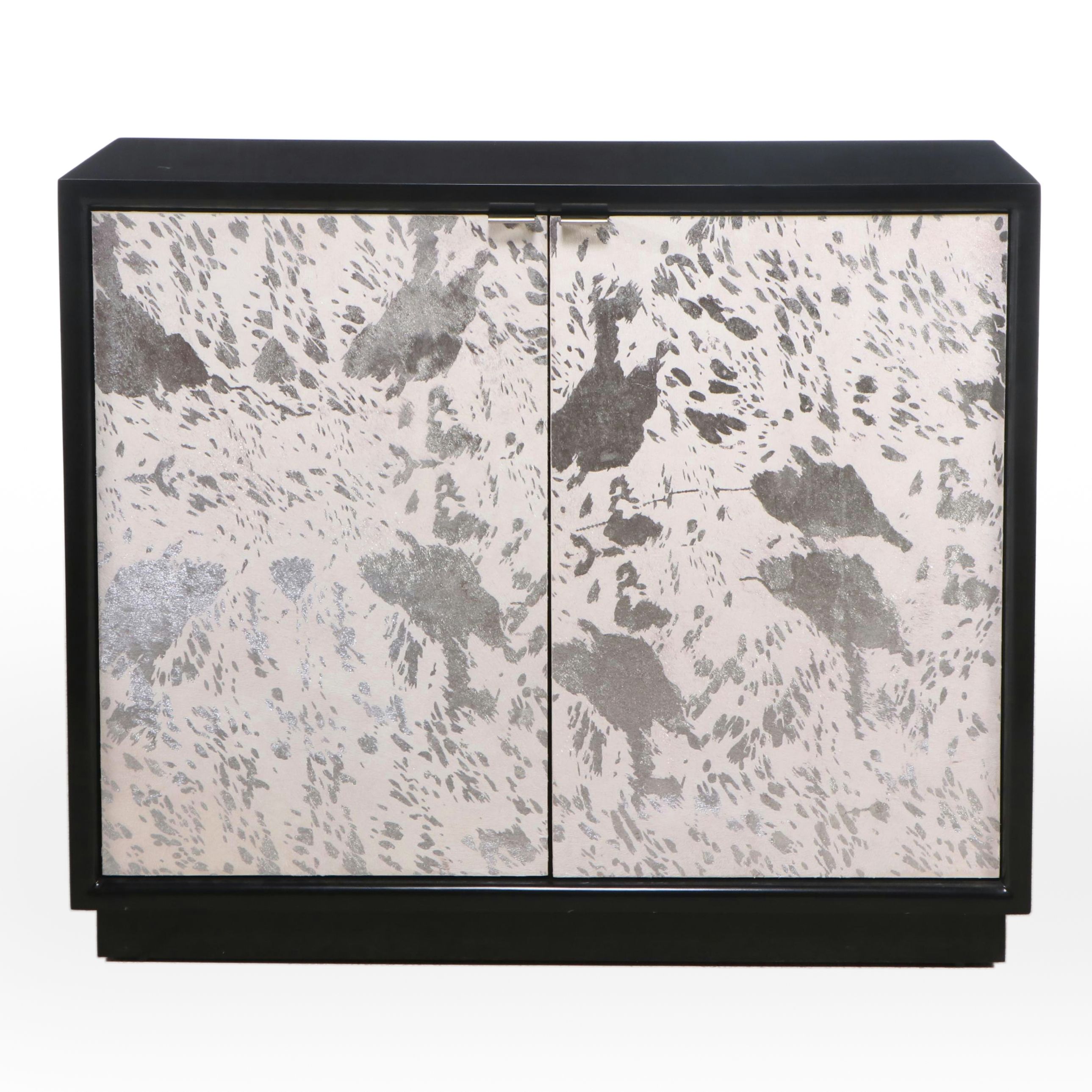 Sherrill Furniture Co. Metallic Cow Hide Clad Black-Painted Wood Cabinet