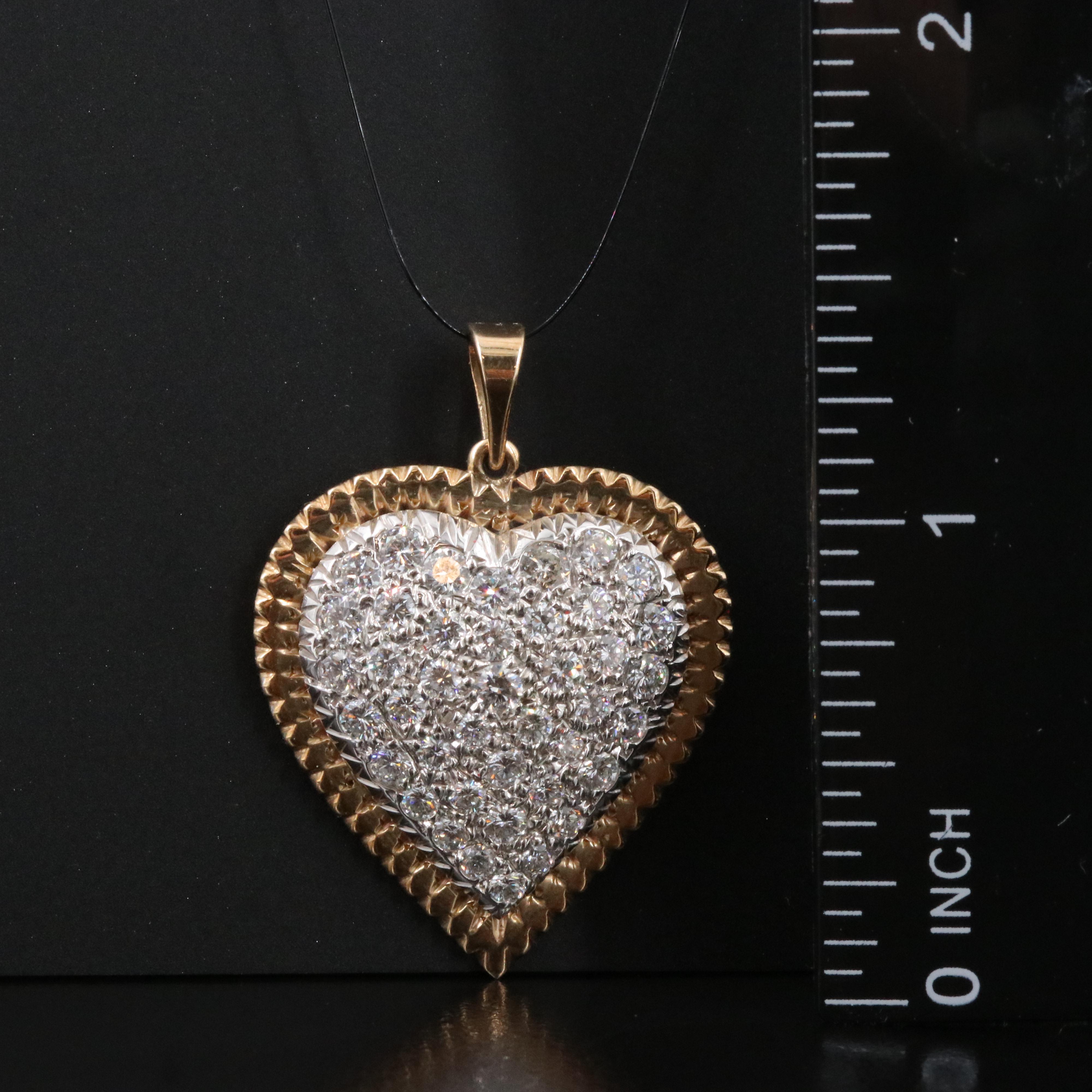 14K 1.90 CTW Pavé Diamond Heart Pendant