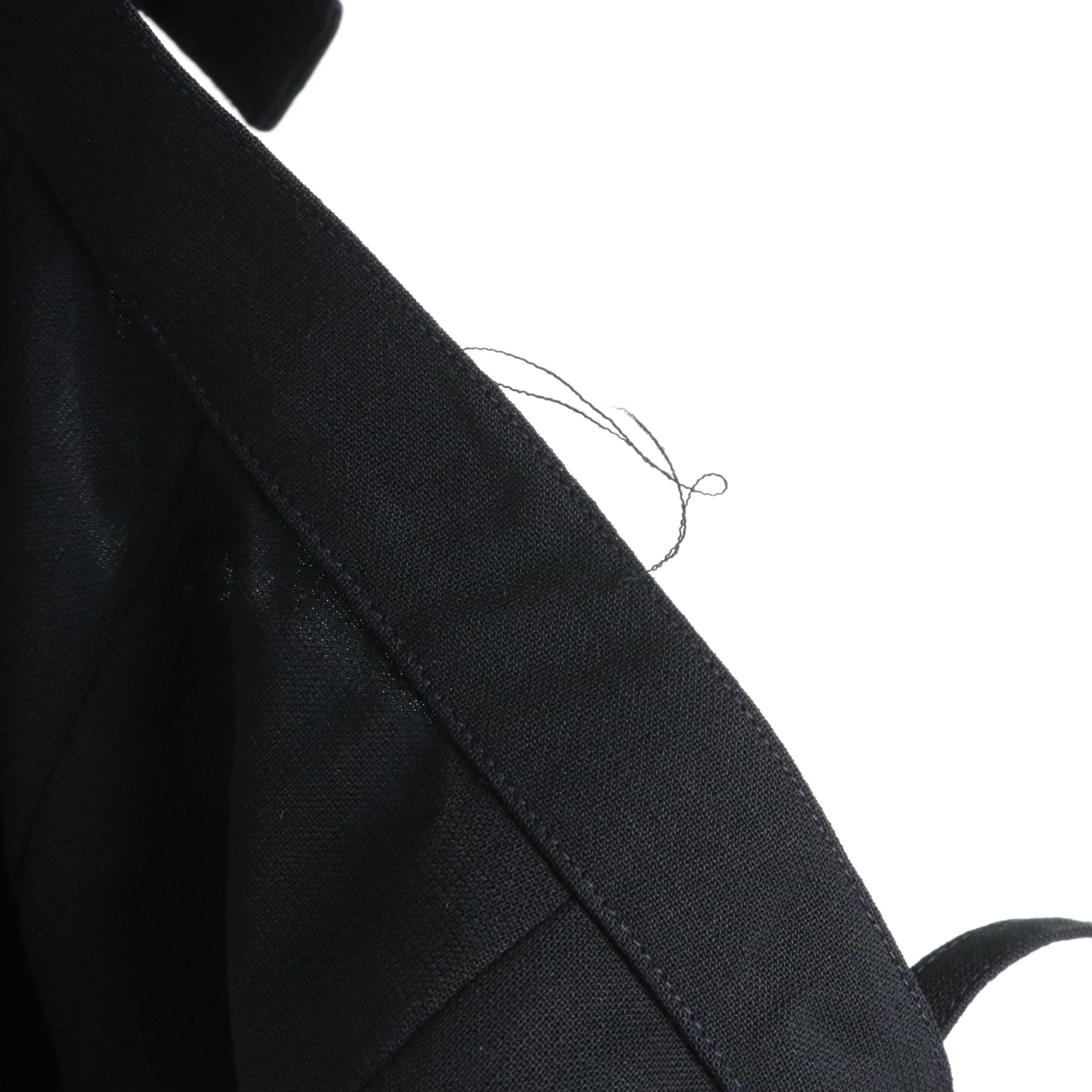 Chanel High Waist Pleated Yoke Skirt in Navy Blue Wool, circa 1970