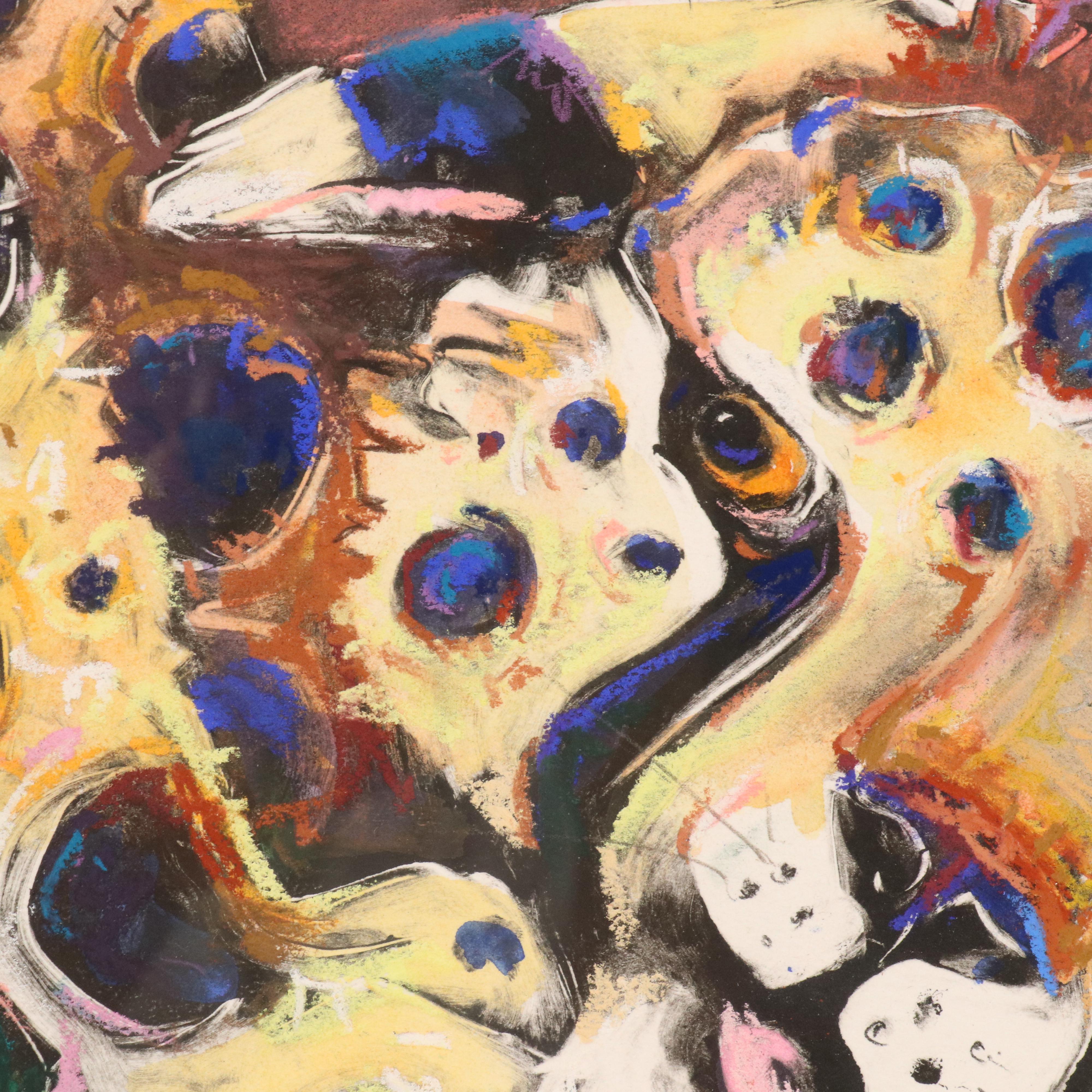 Marsha Heatwole Monoprint "Puma Romp," 2001