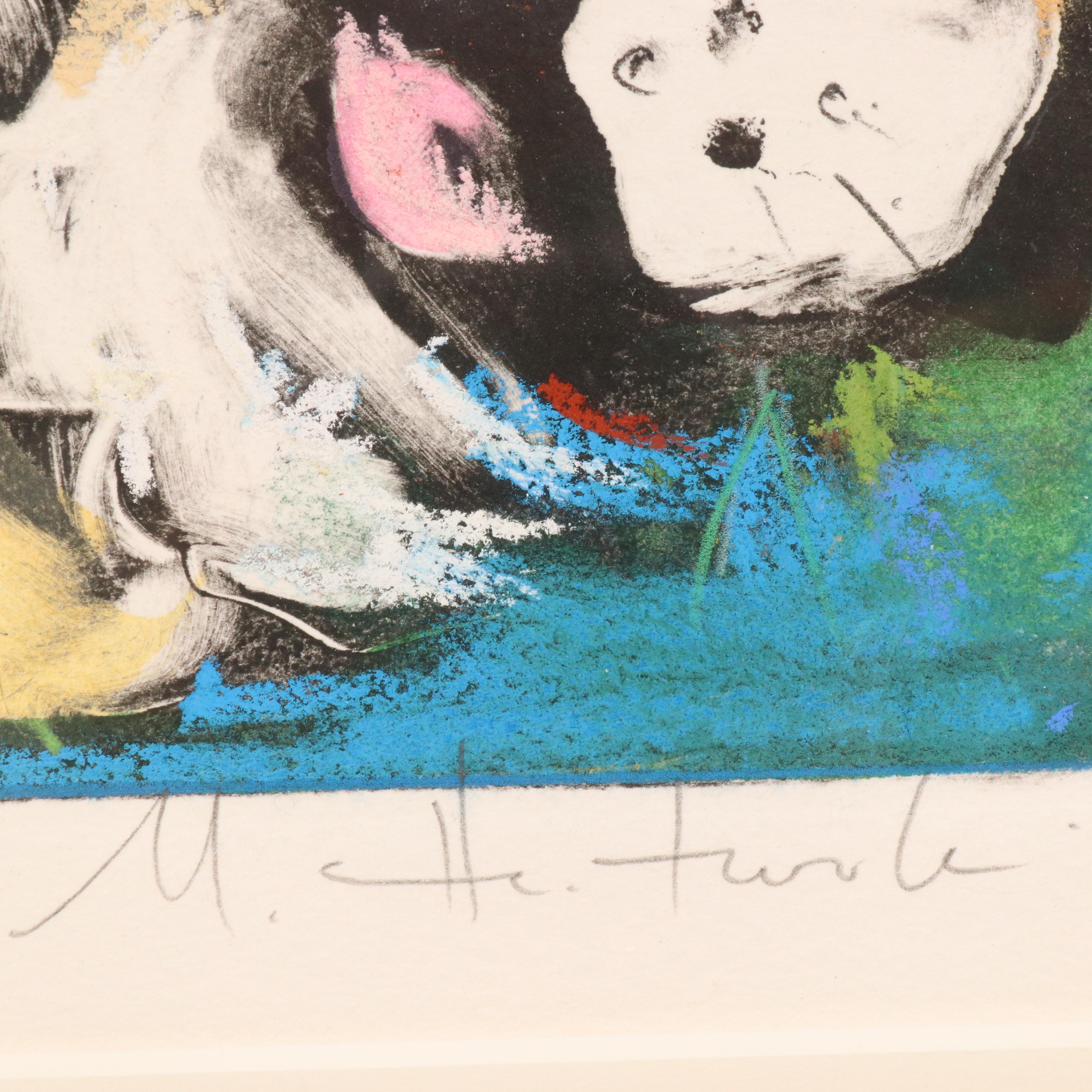 Marsha Heatwole Monoprint "Puma Romp," 2001