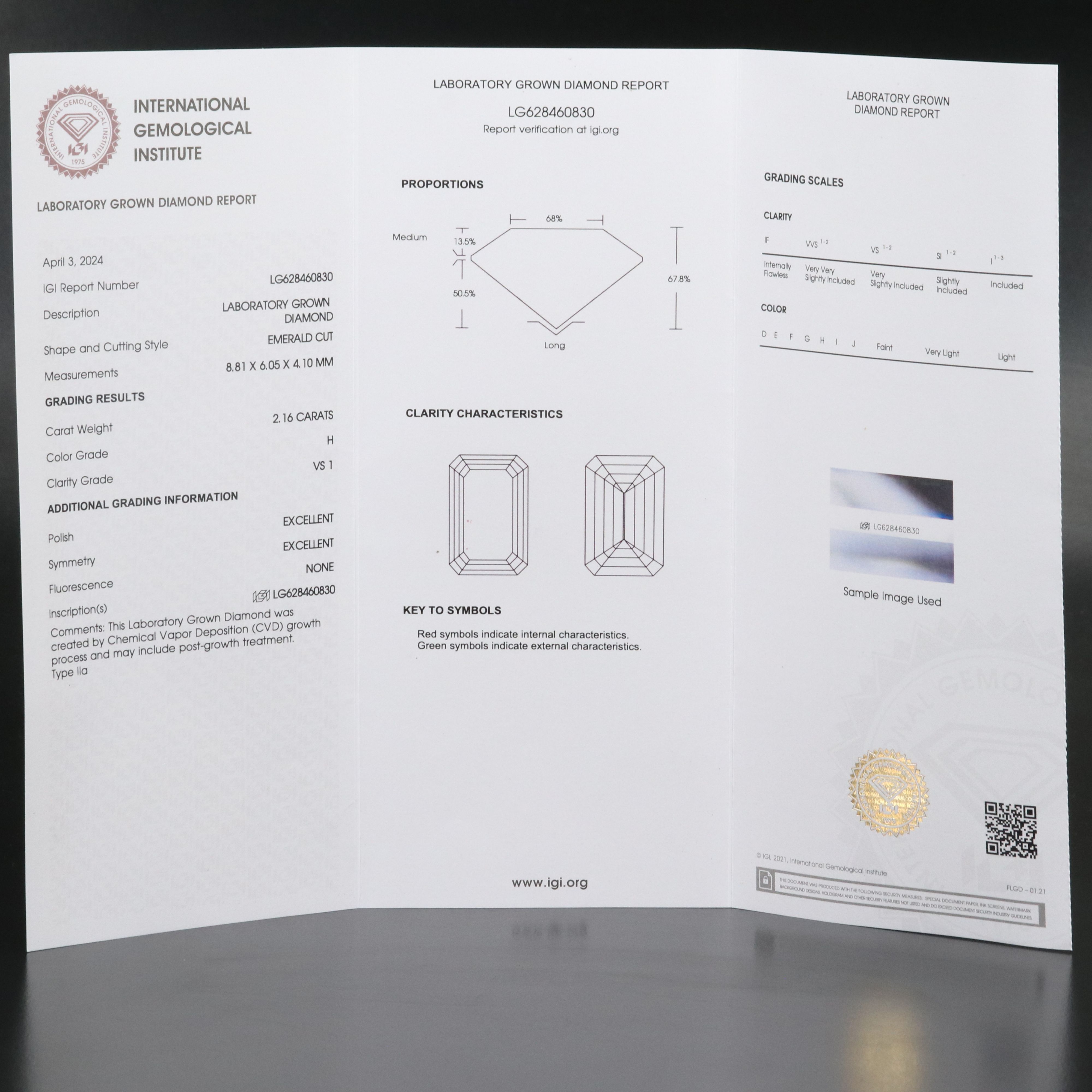 Loose 2.16 CT Lab Grown Diamond with IGI Report