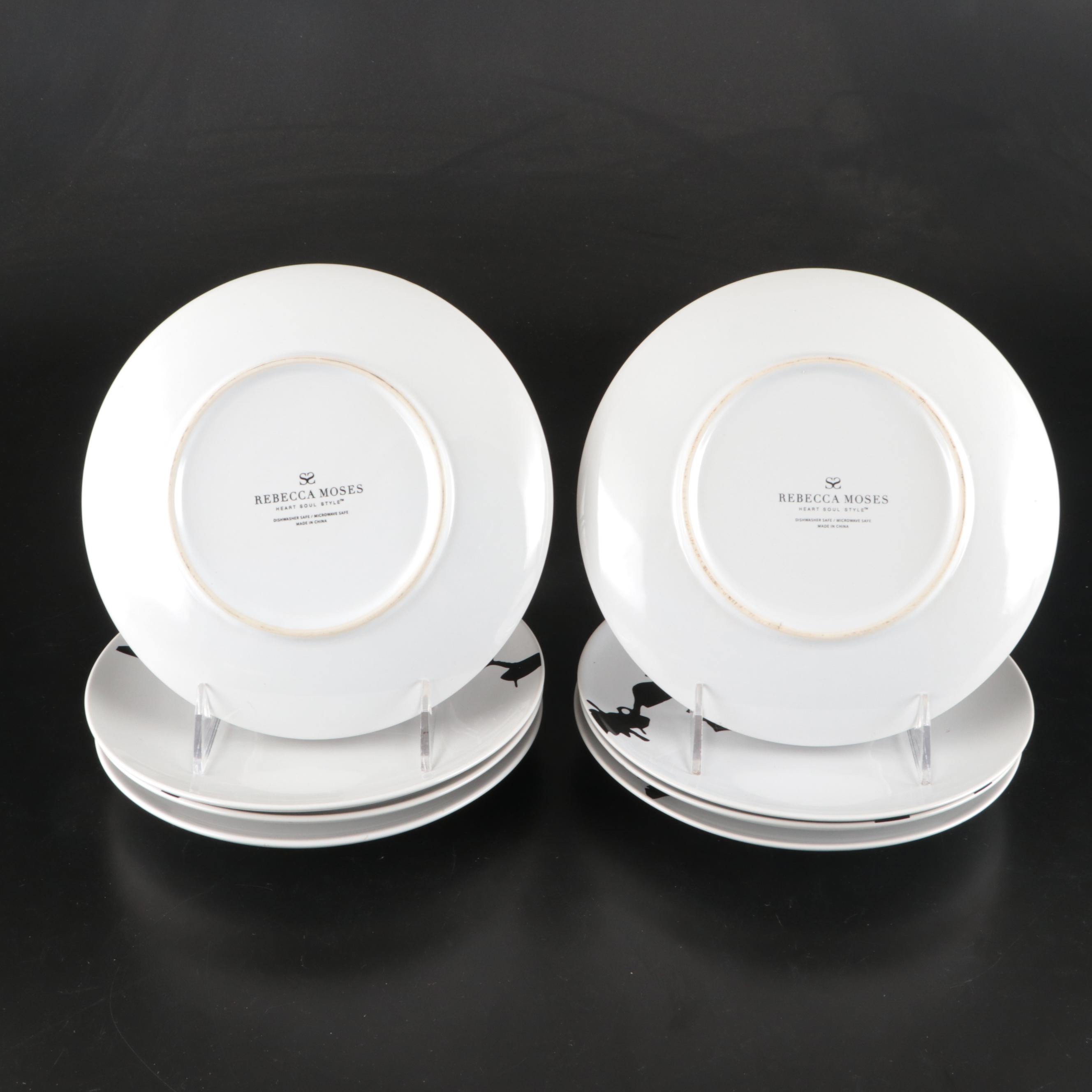 Rebecca Moses Ceramic Black Silhouette Salad Plates