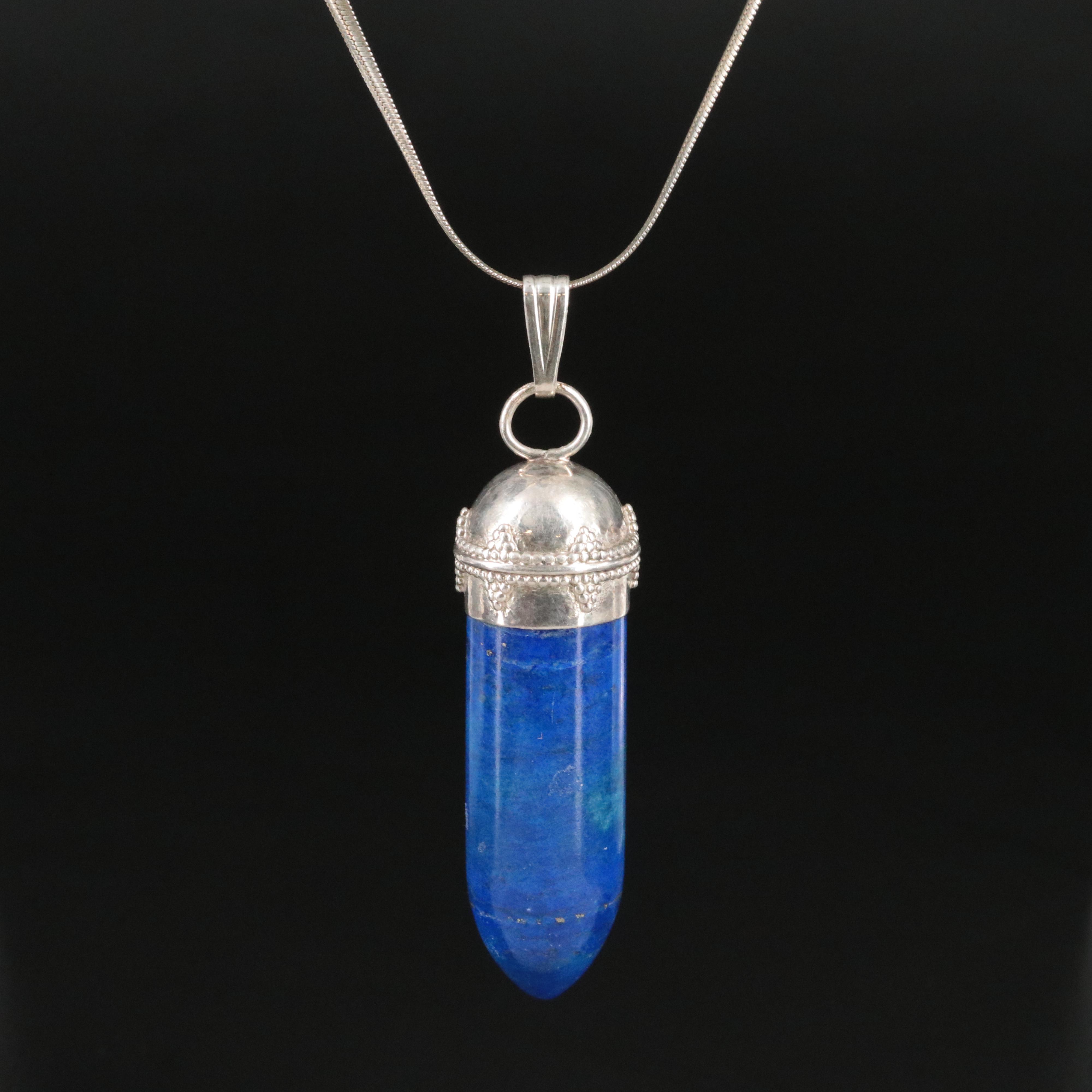 Sterling Lapis Lazuli Pendant Necklace
