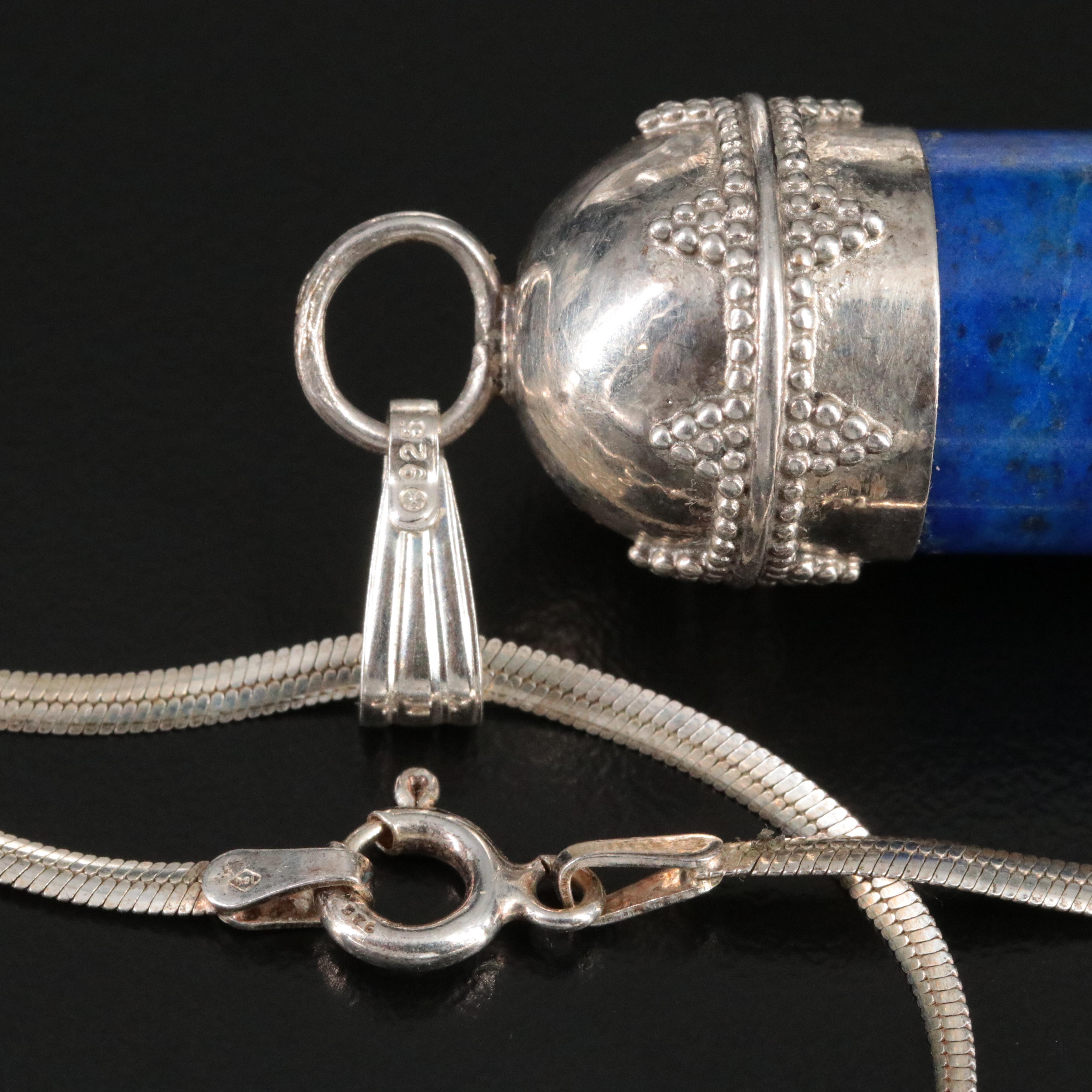 Sterling Lapis Lazuli Pendant Necklace