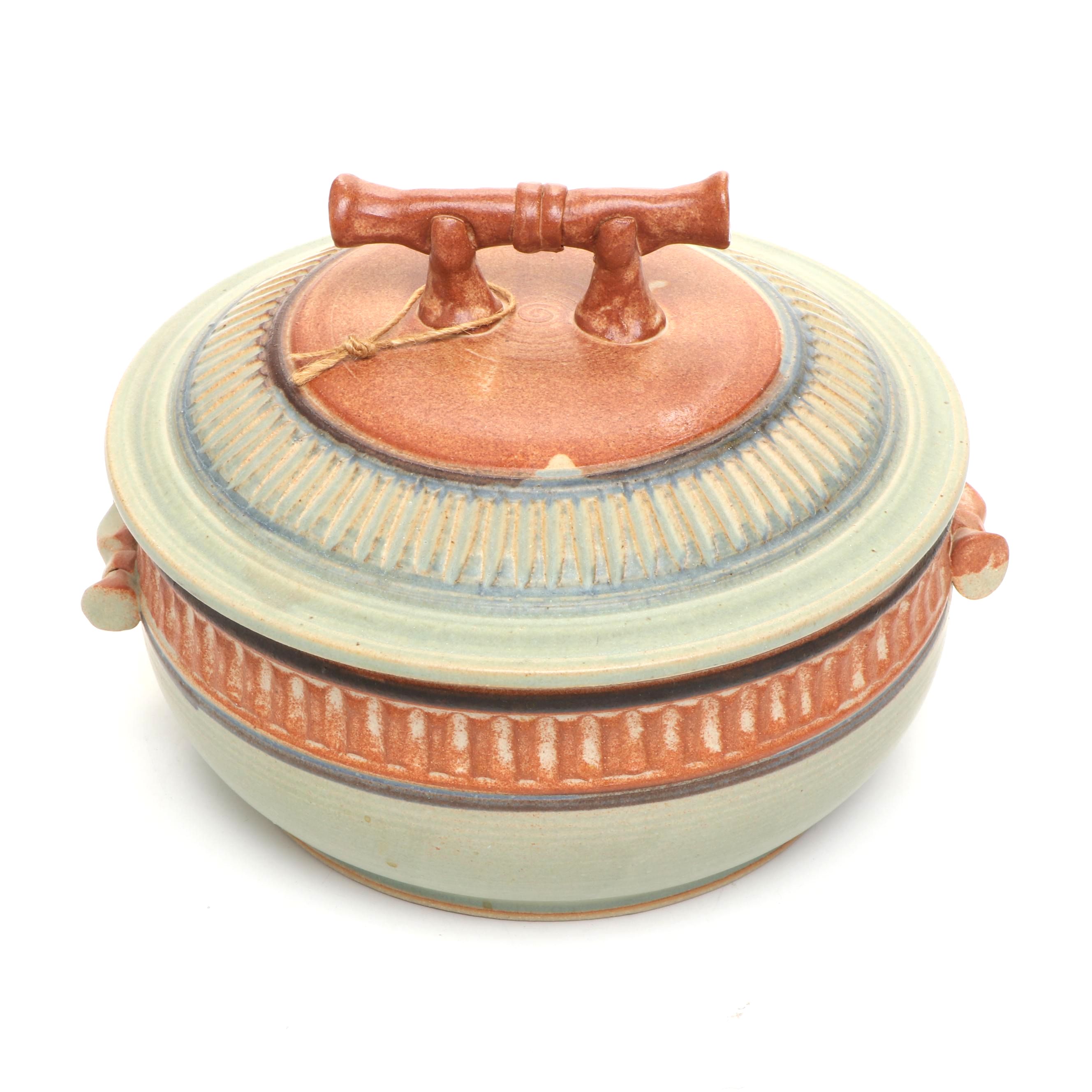 Dick Overman Stoneware Lidded Bowl, 2003