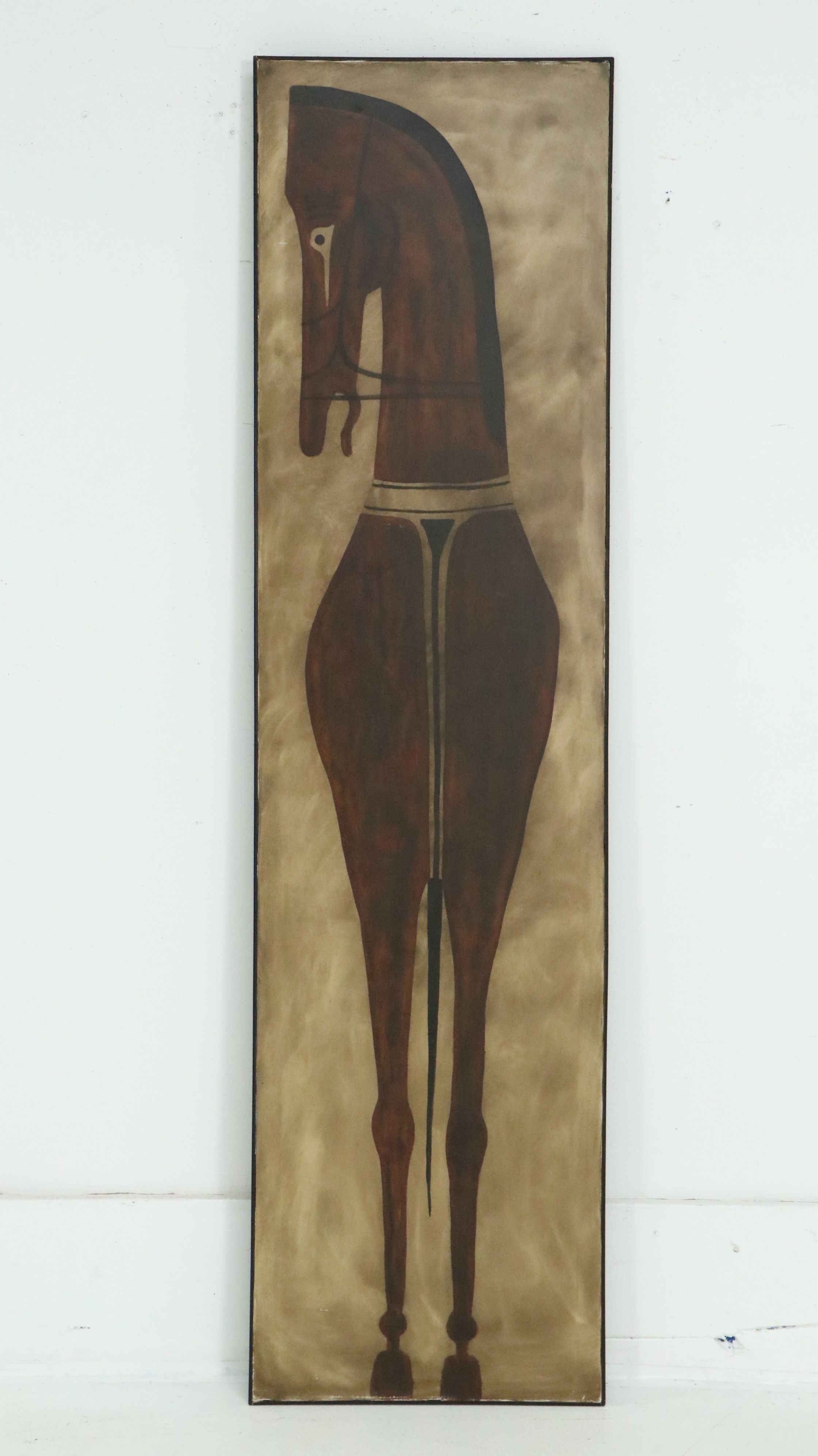 Acrylic Diptych of Stylized Horses, 21st Century