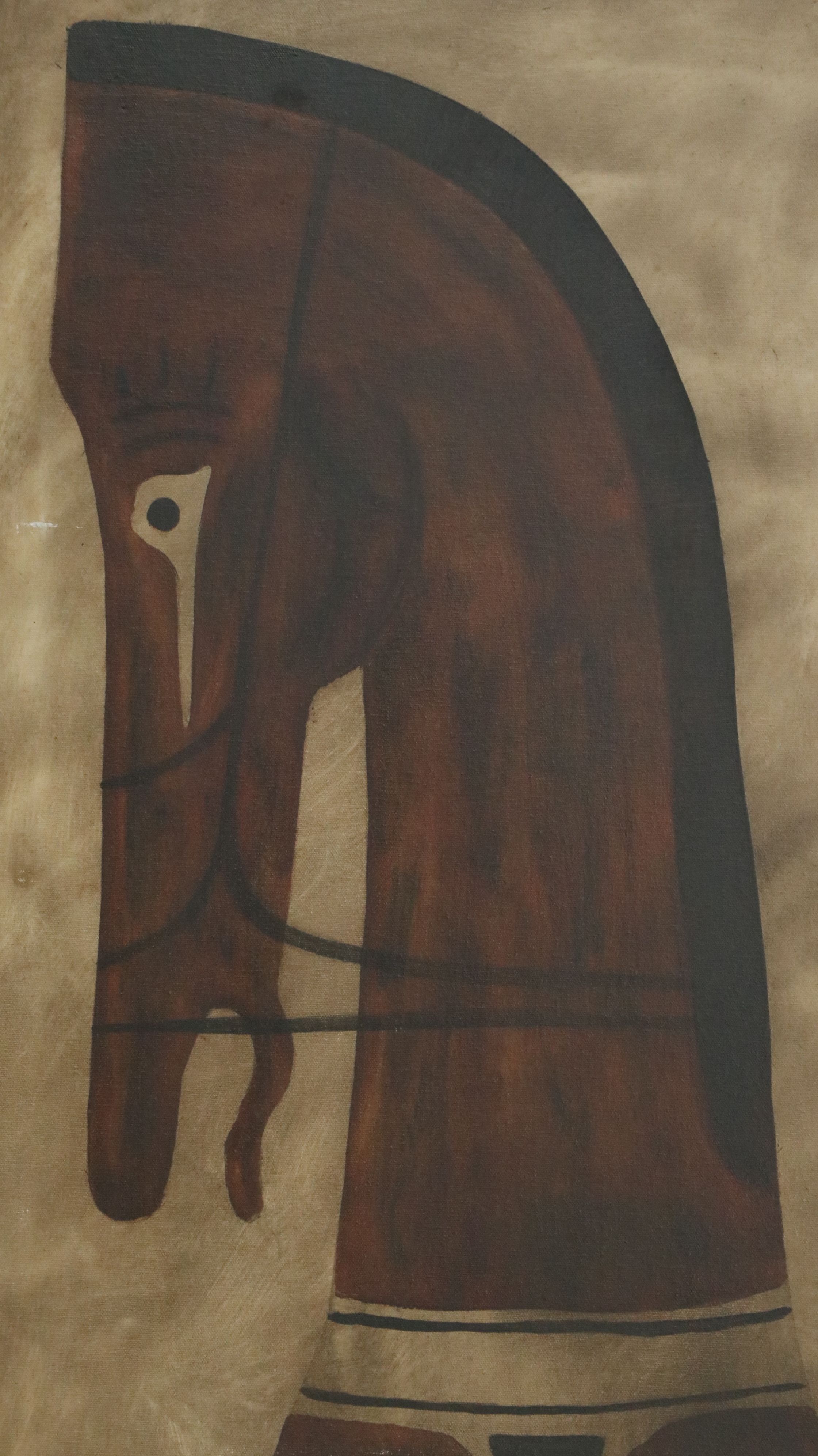 Acrylic Diptych of Stylized Horses, 21st Century