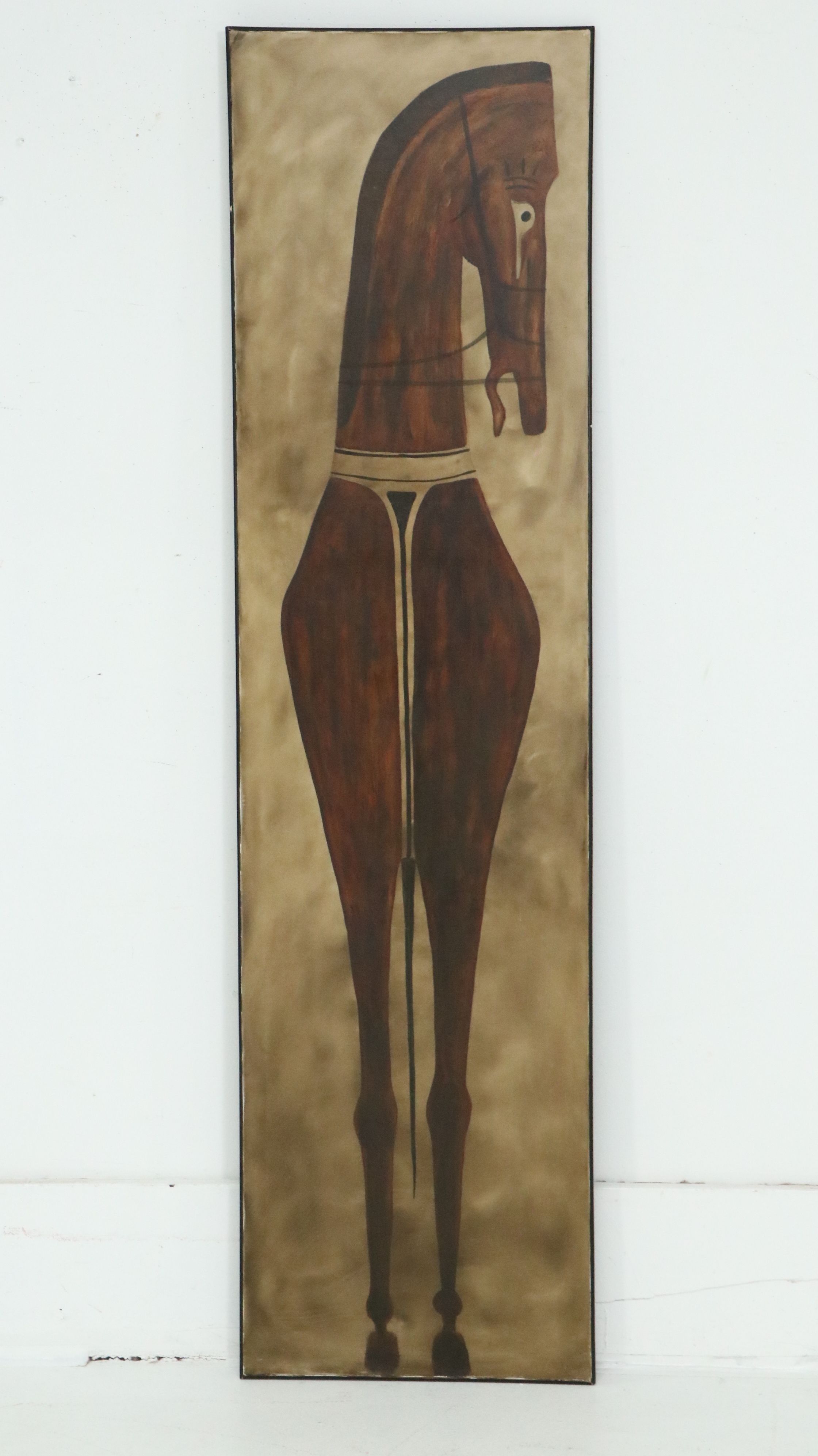 Acrylic Diptych of Stylized Horses, 21st Century