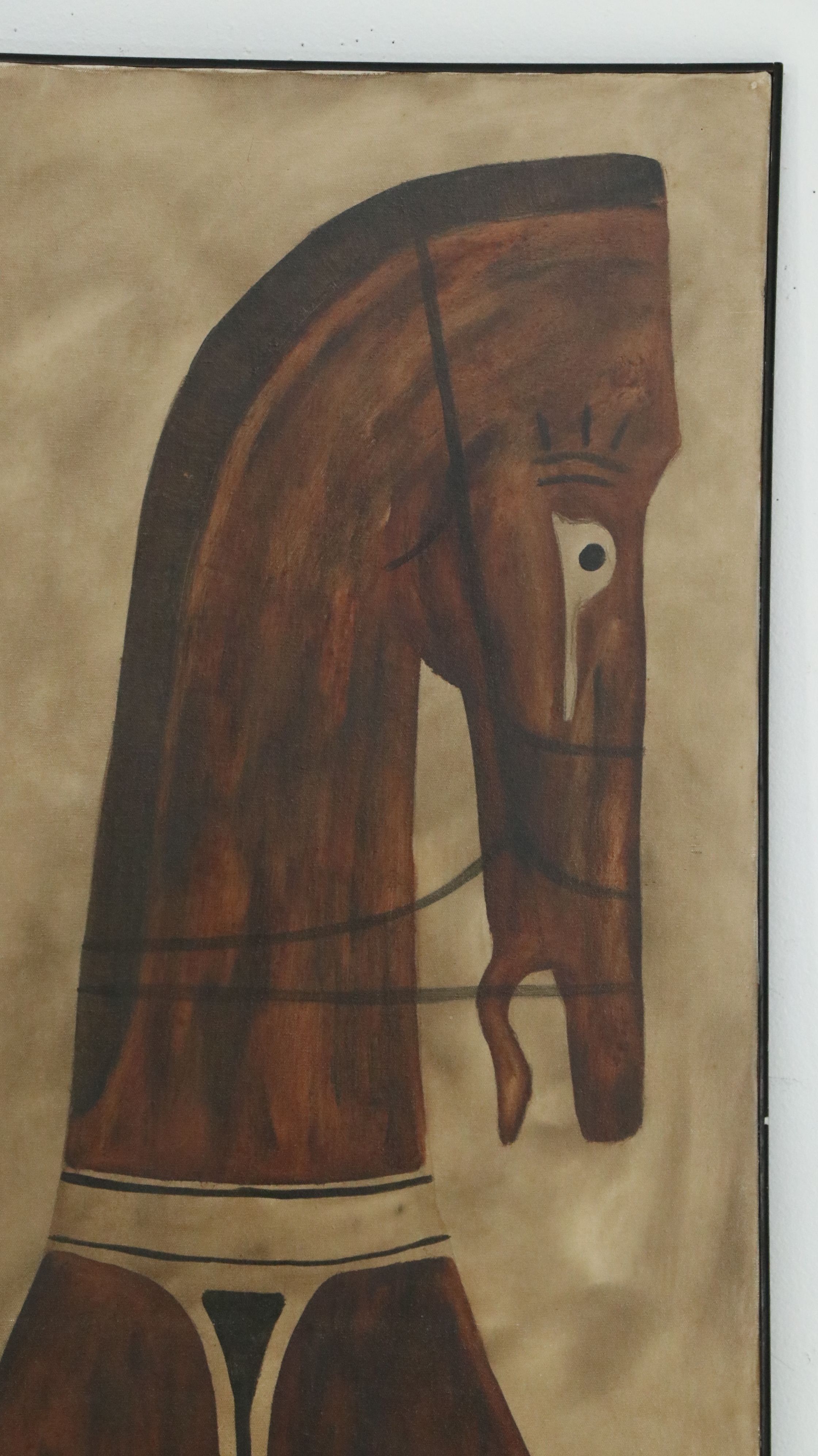 Acrylic Diptych of Stylized Horses, 21st Century
