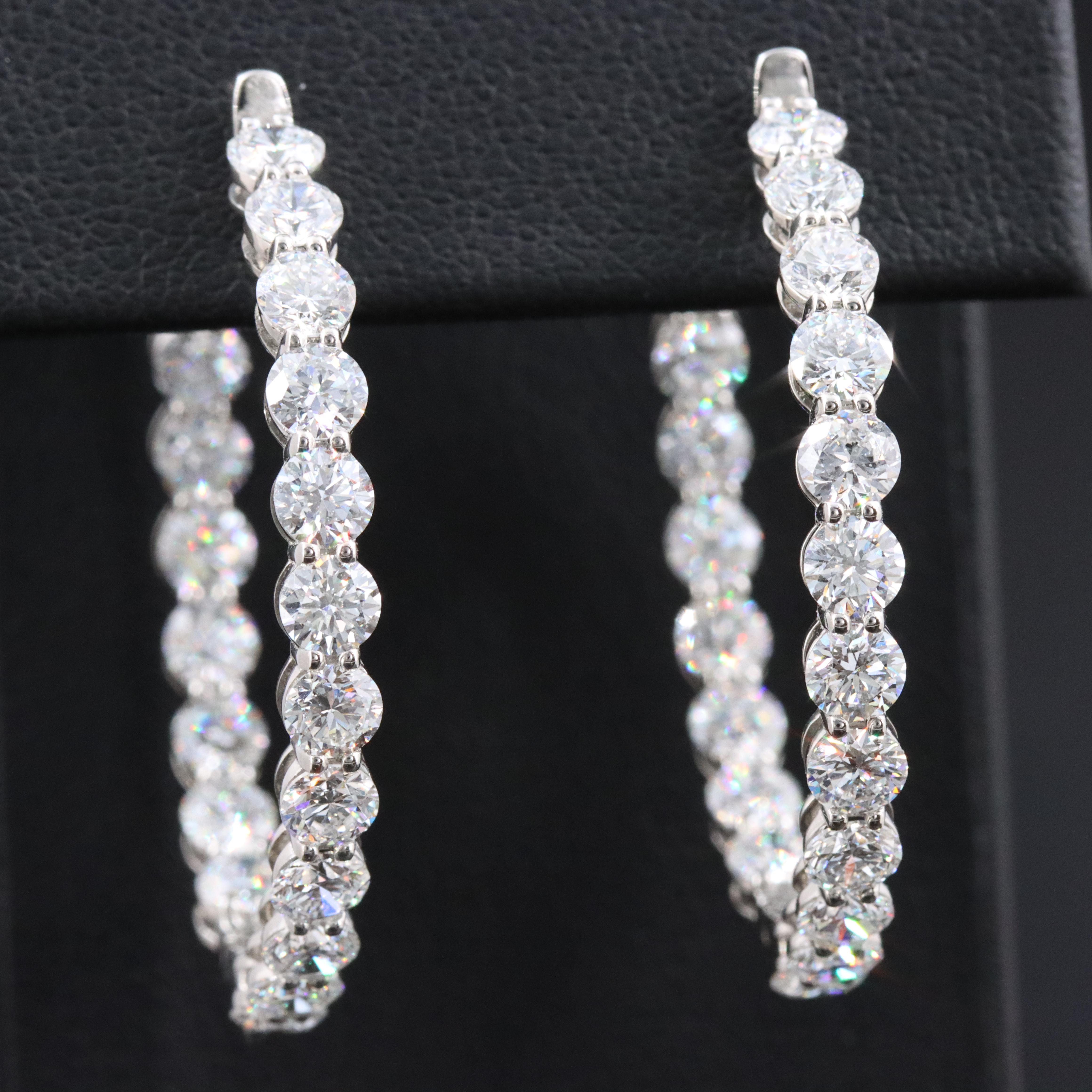 Platinum 7.68 CTW Lab Grown Diamond Inside Out Hoop Earrings