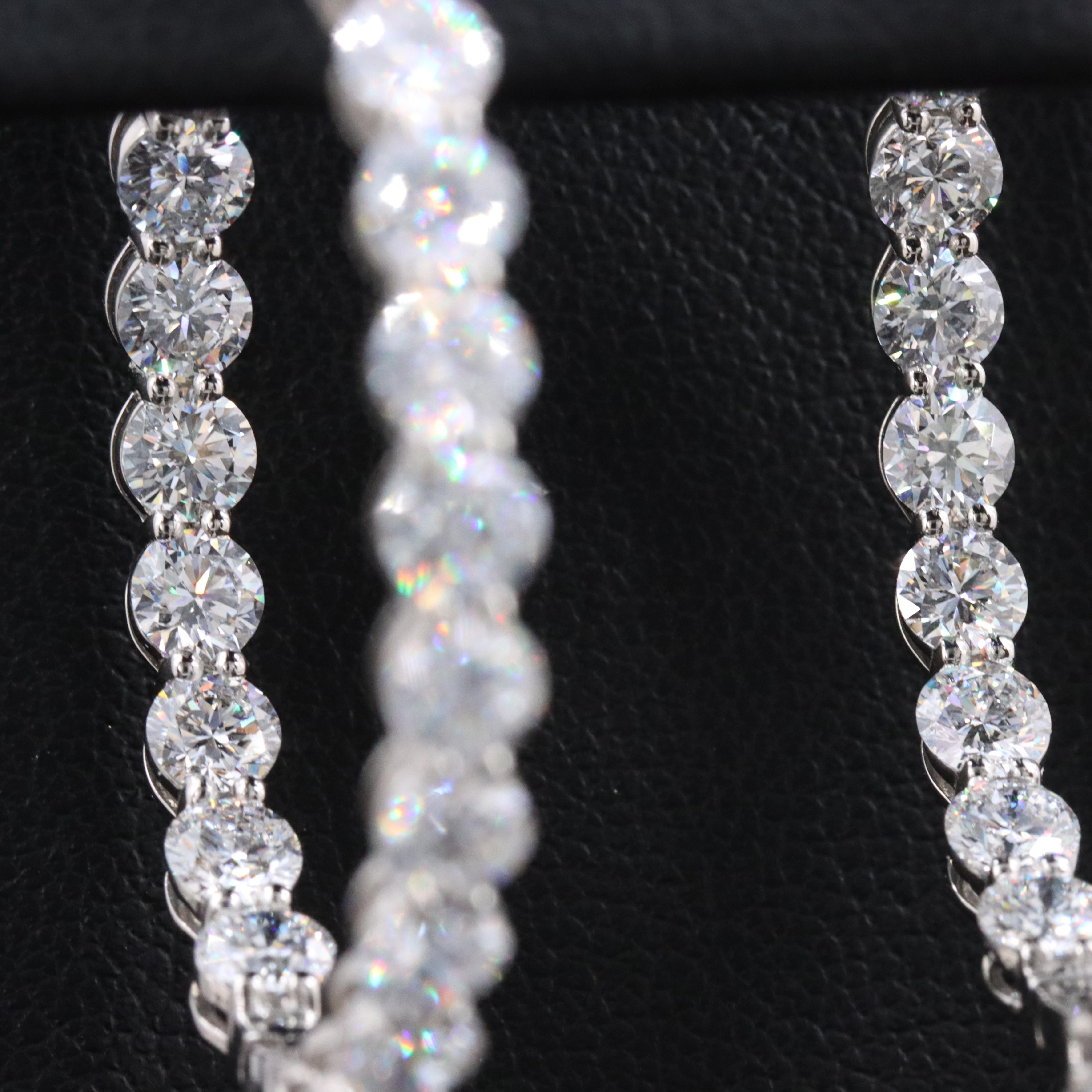 Platinum 7.68 CTW Lab Grown Diamond Inside Out Hoop Earrings