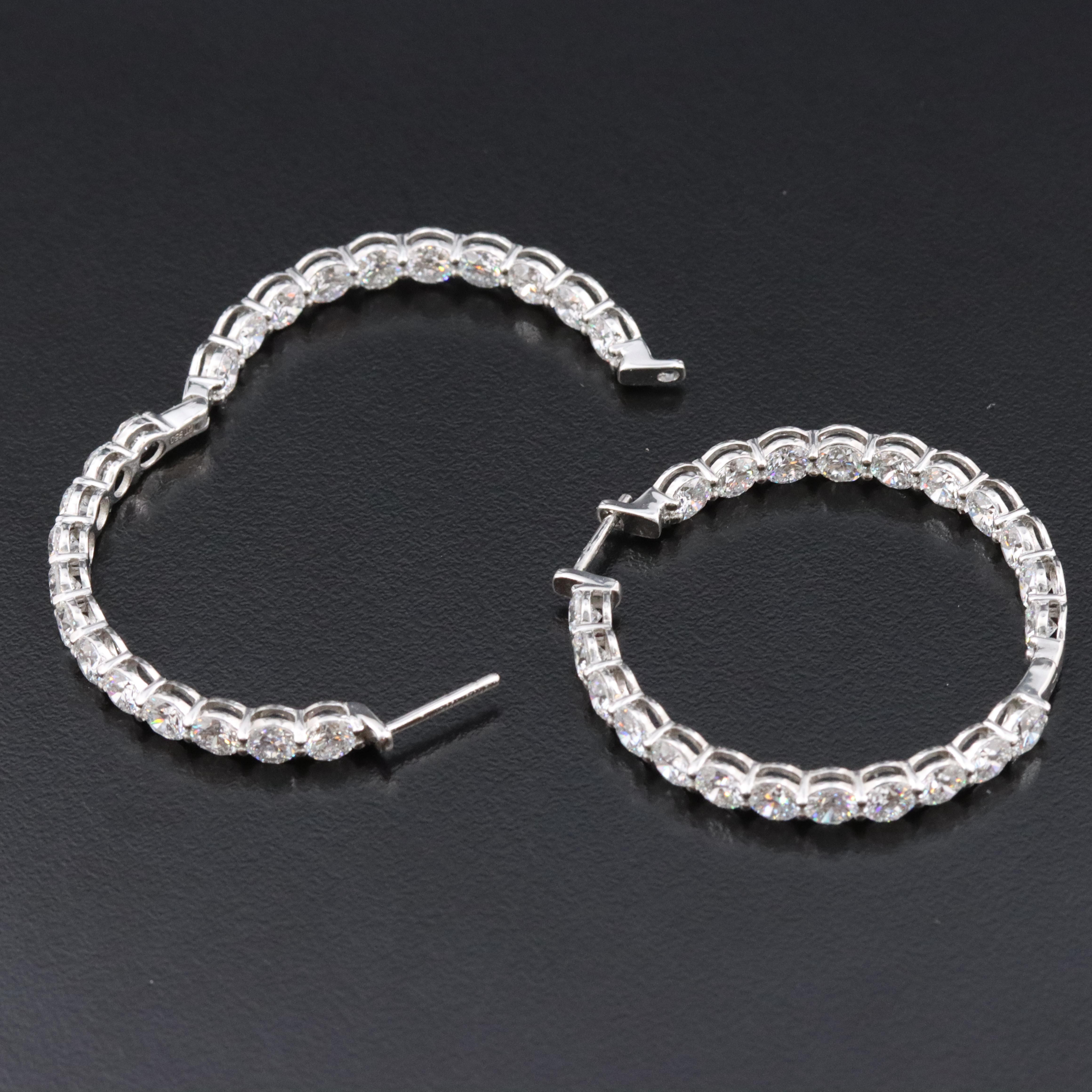 Platinum 7.68 CTW Lab Grown Diamond Inside Out Hoop Earrings