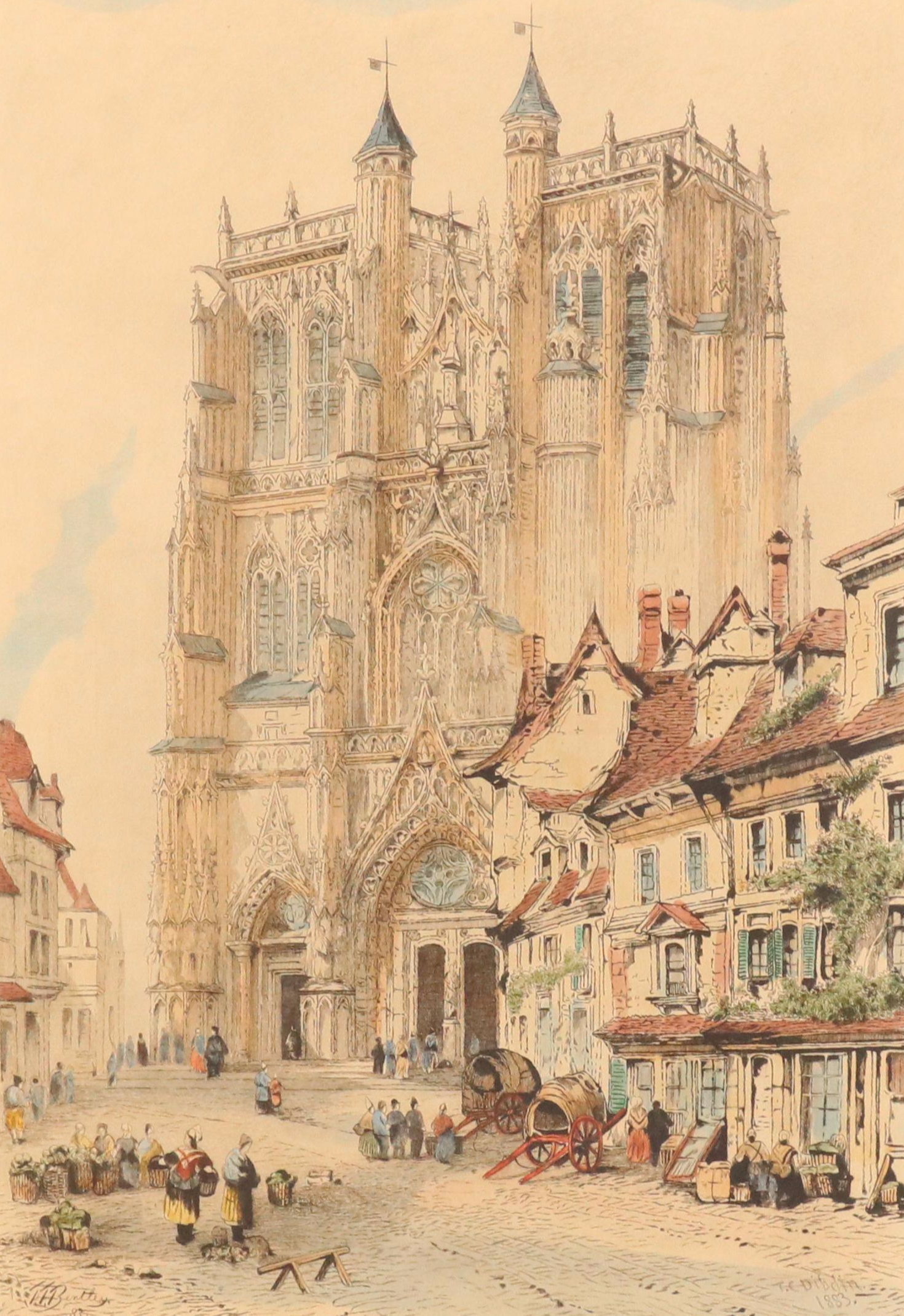 Bentley and Dibdin Hand-Colored Etching "Abbeville"