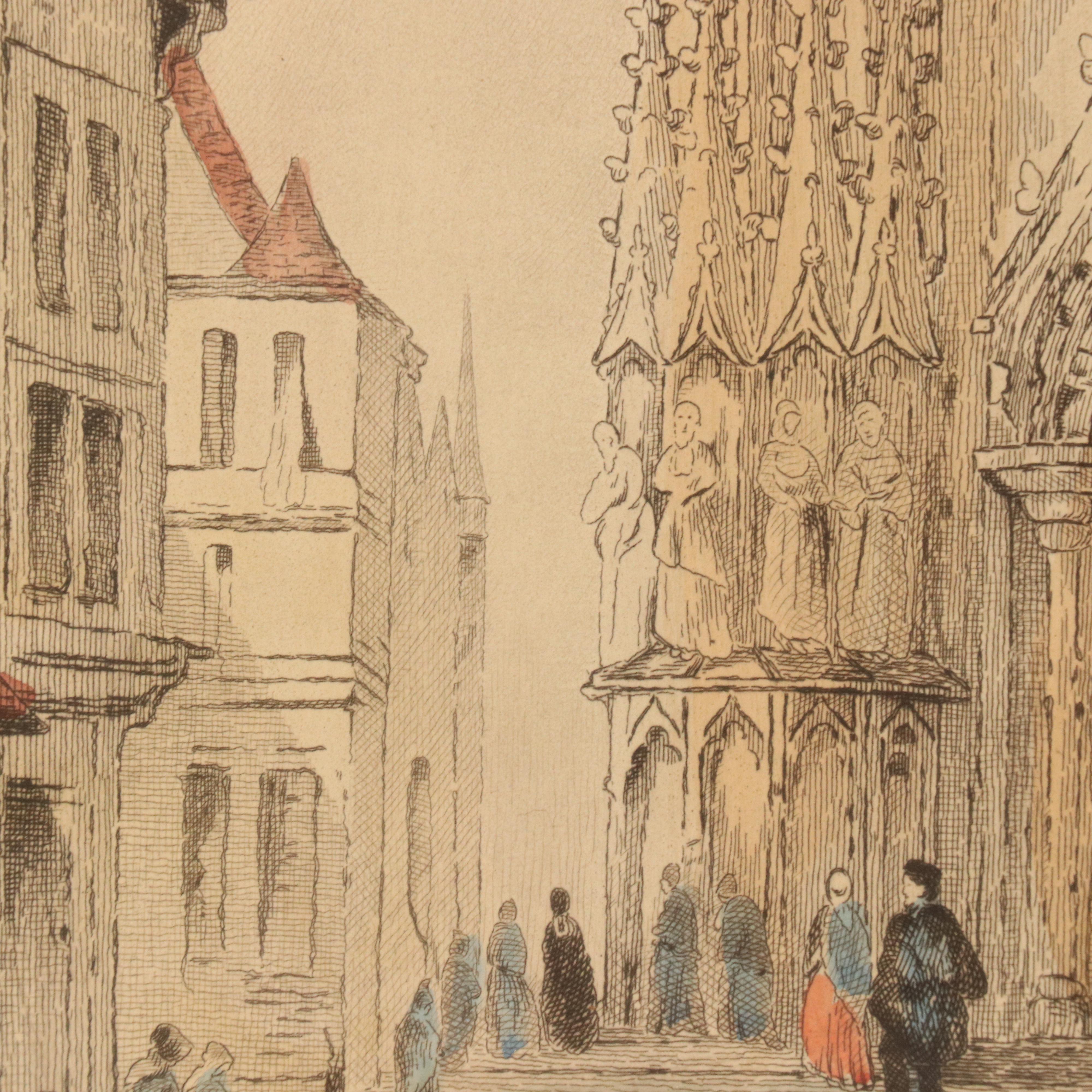 Bentley and Dibdin Hand-Colored Etching "Abbeville"
