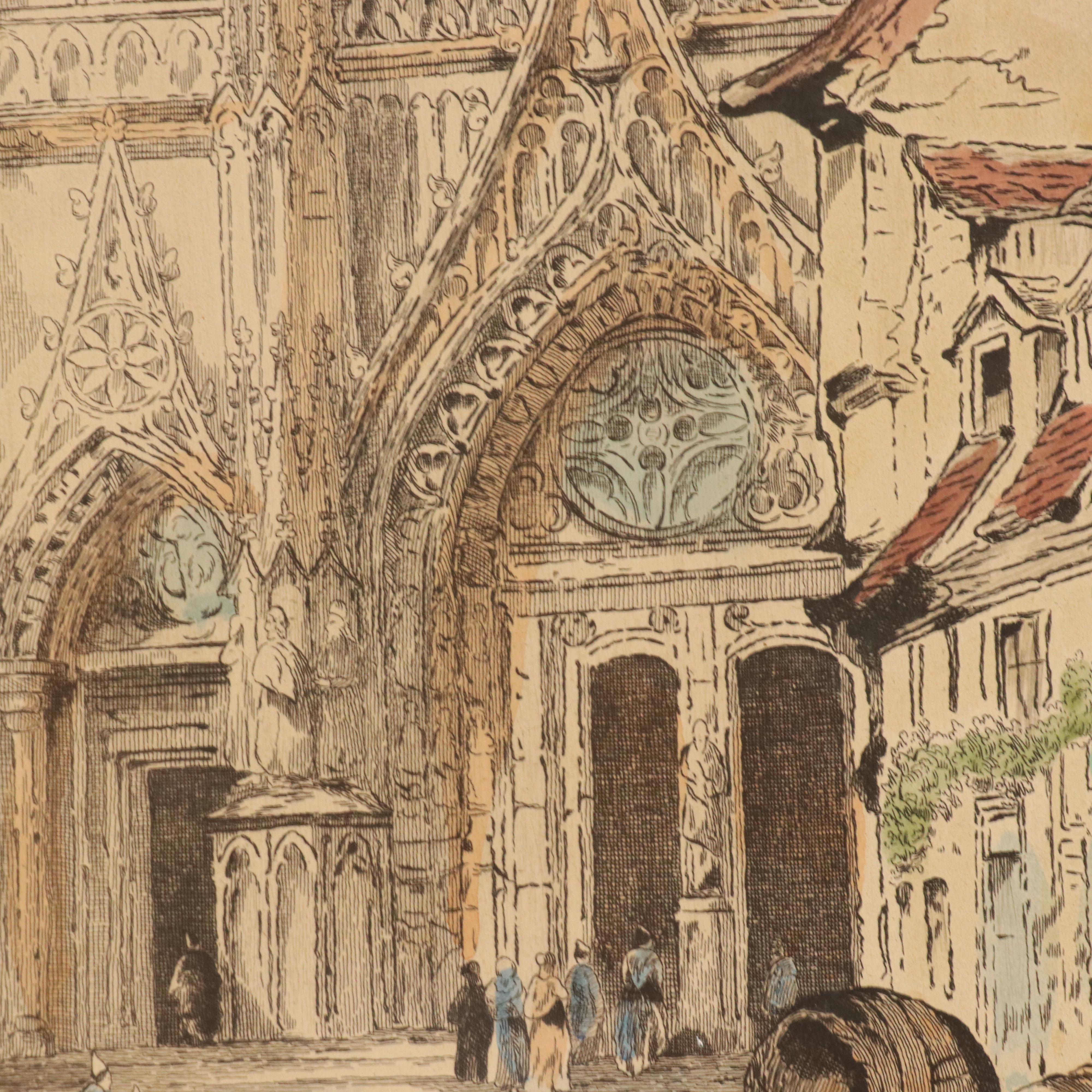 Bentley and Dibdin Hand-Colored Etching "Abbeville"