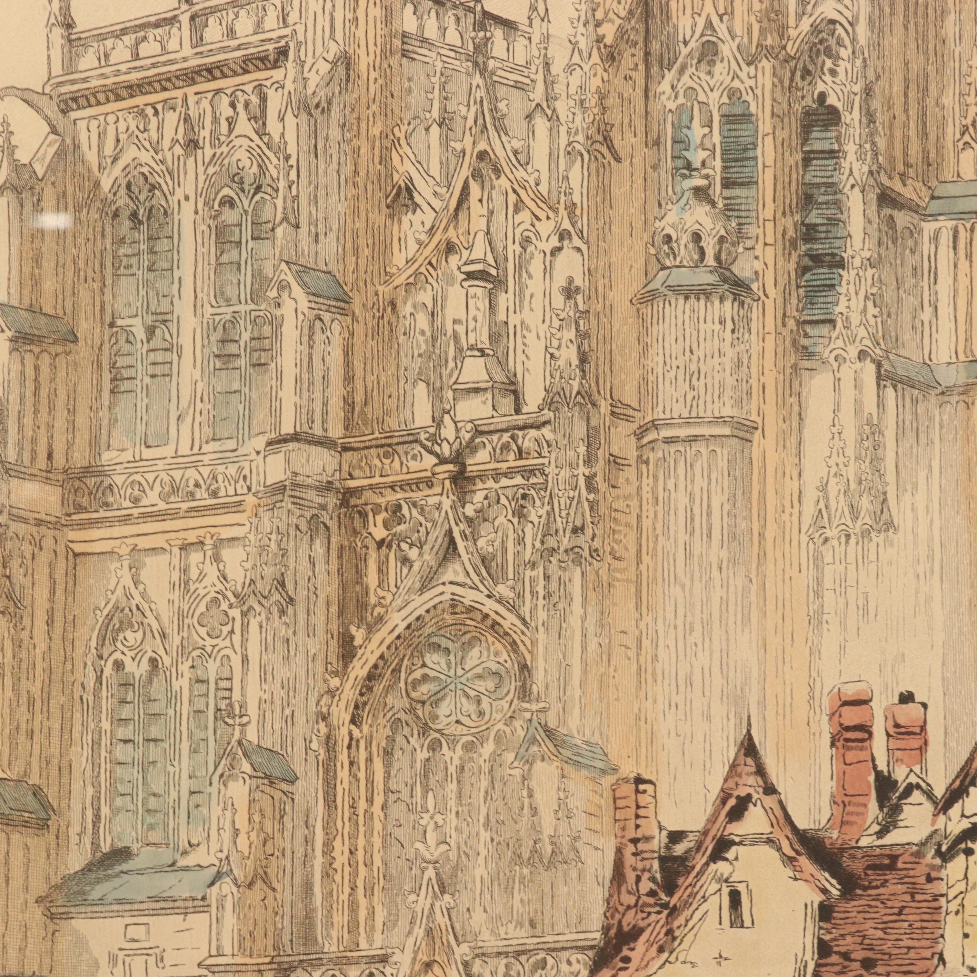 Bentley and Dibdin Hand-Colored Etching "Abbeville"