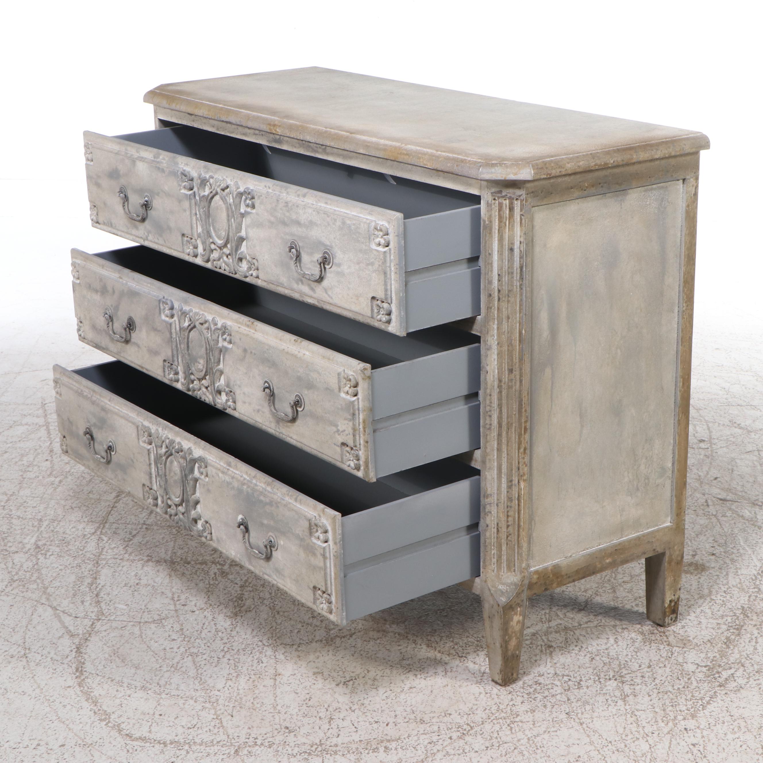 French Provincial Style White-Finished Three-Drawer Chest, 21st Century