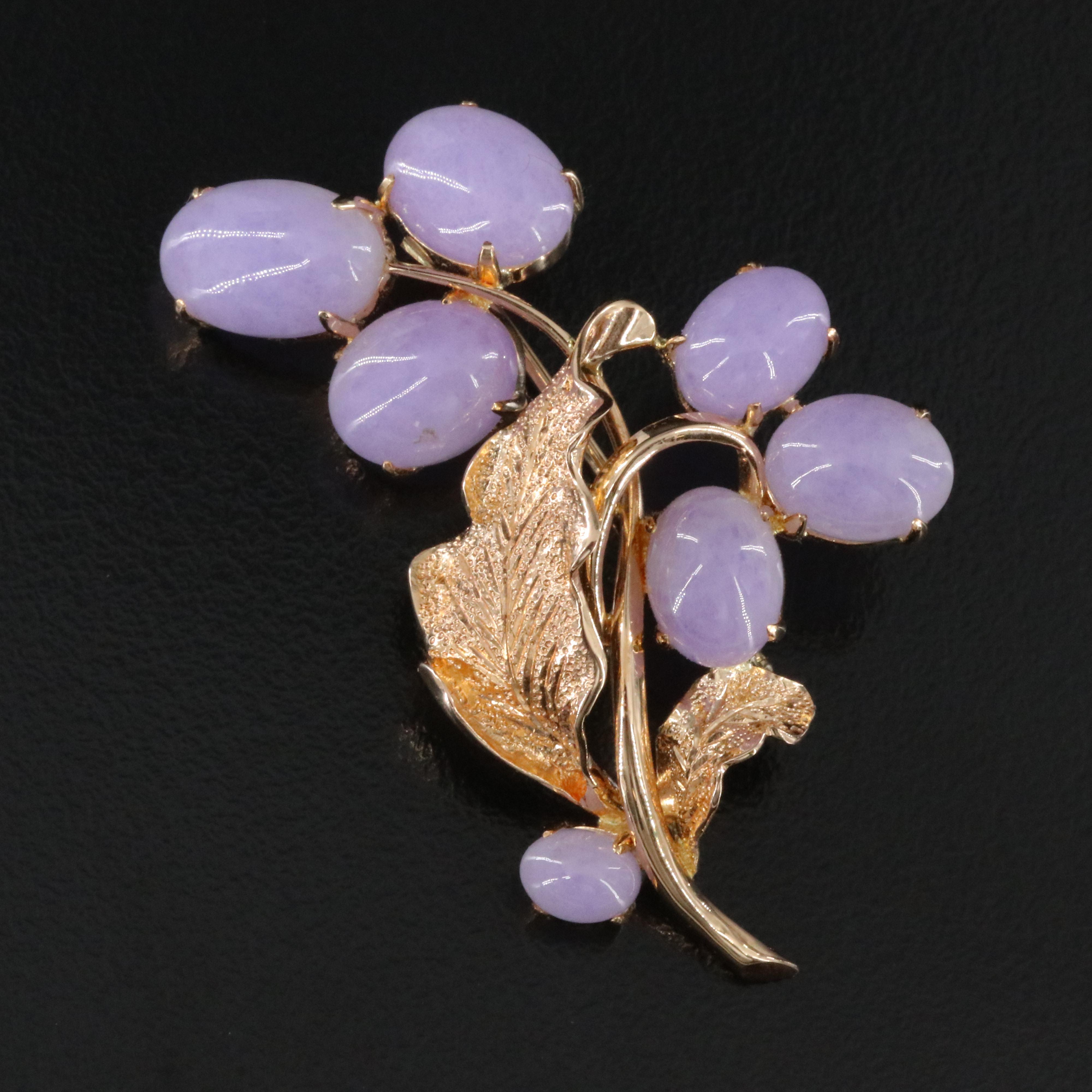 14K Jadeite Brooch