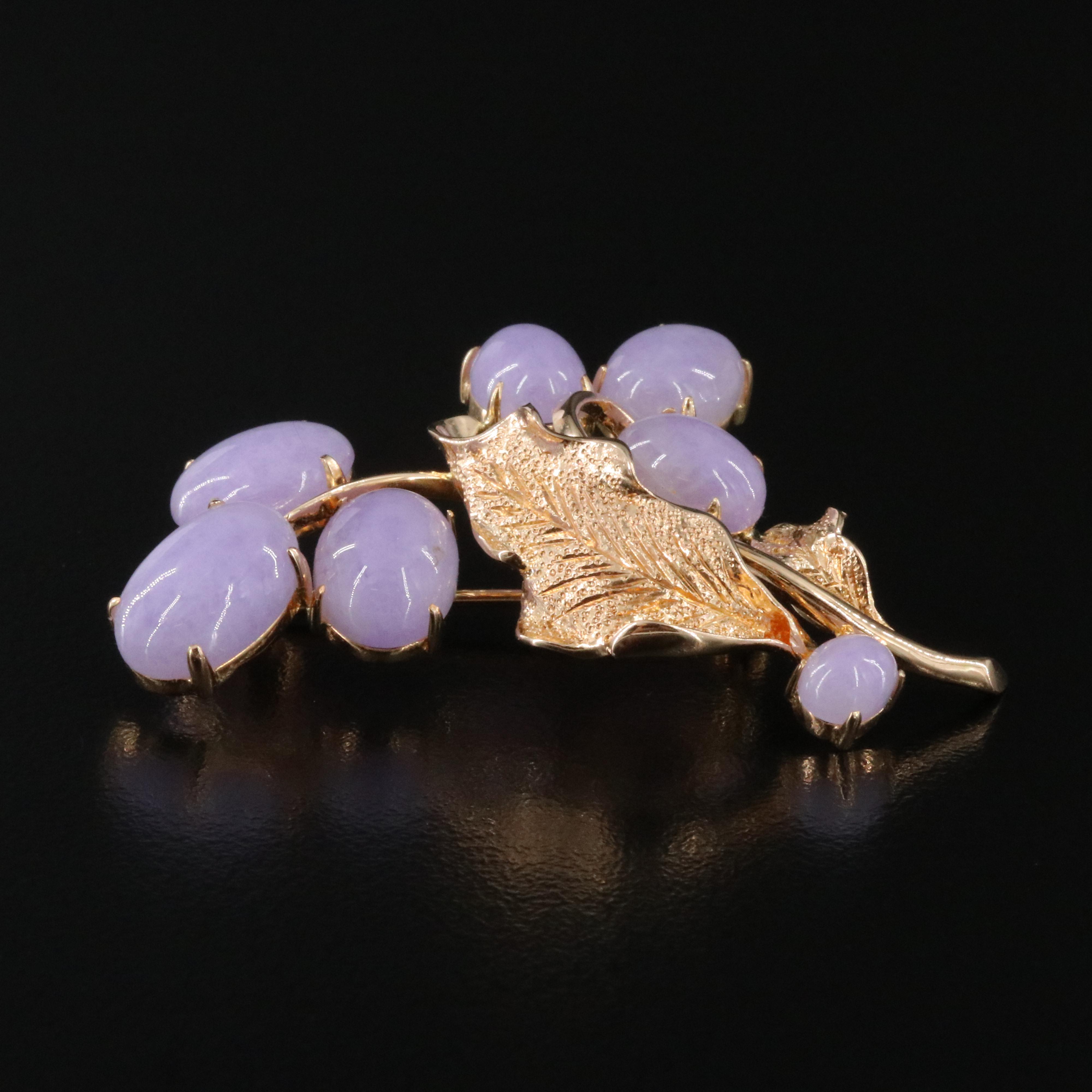 14K Jadeite Brooch