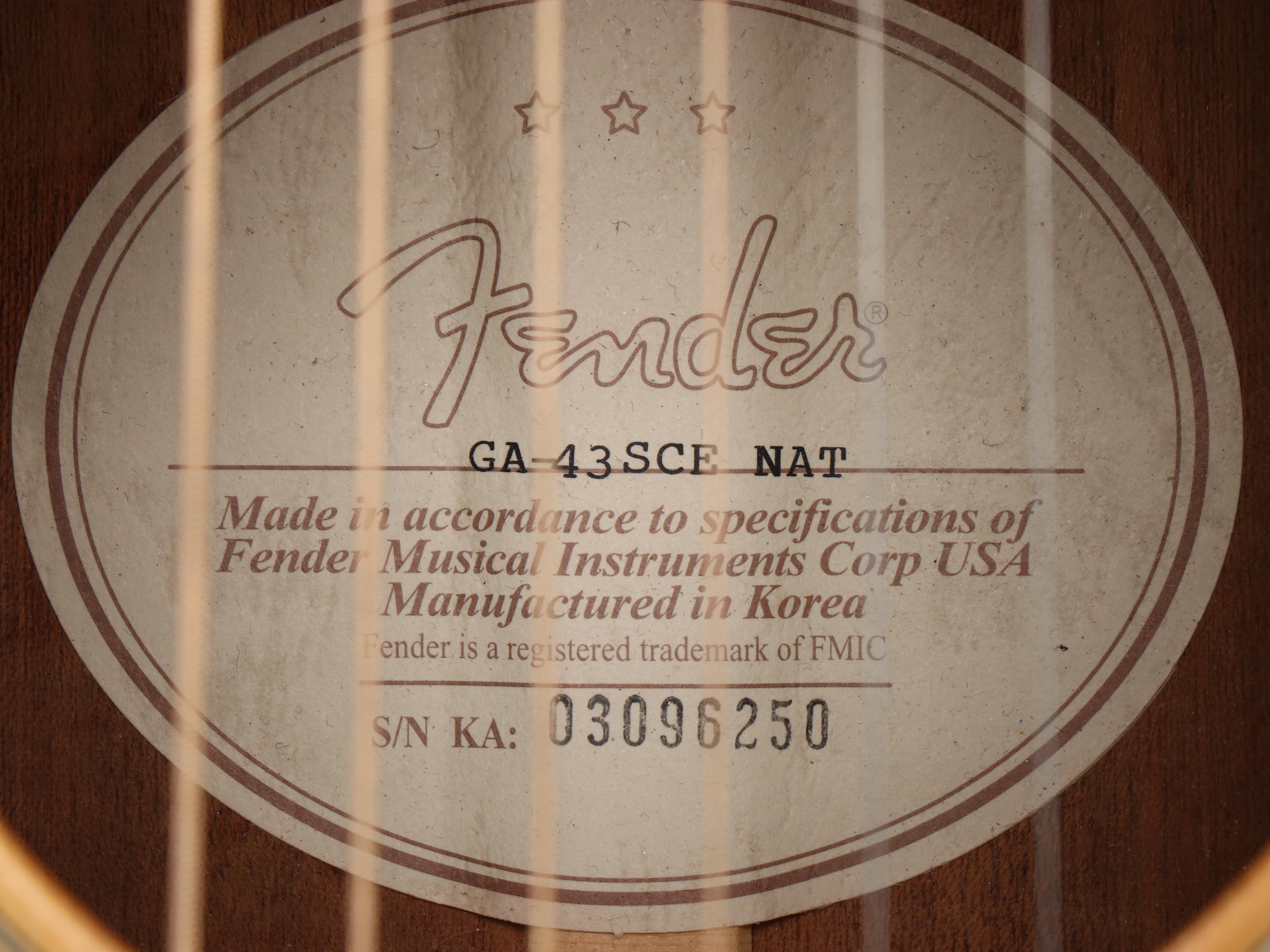 Fender GA-43SCE Natural Electric Acoustic Guitar