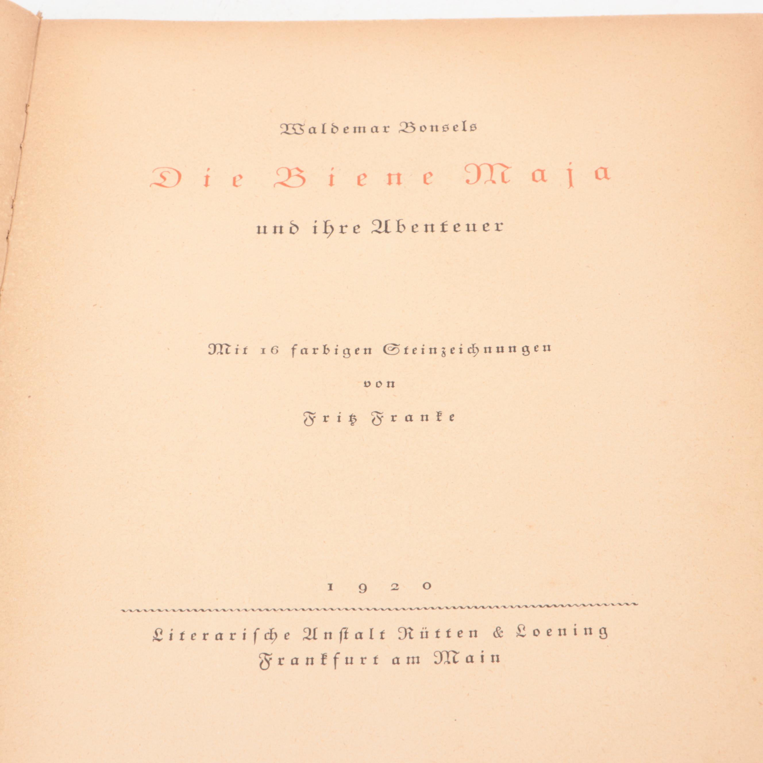 "Die Biene Maia und ihre Ubenteuer" by Waldemar Bonsels, 1920