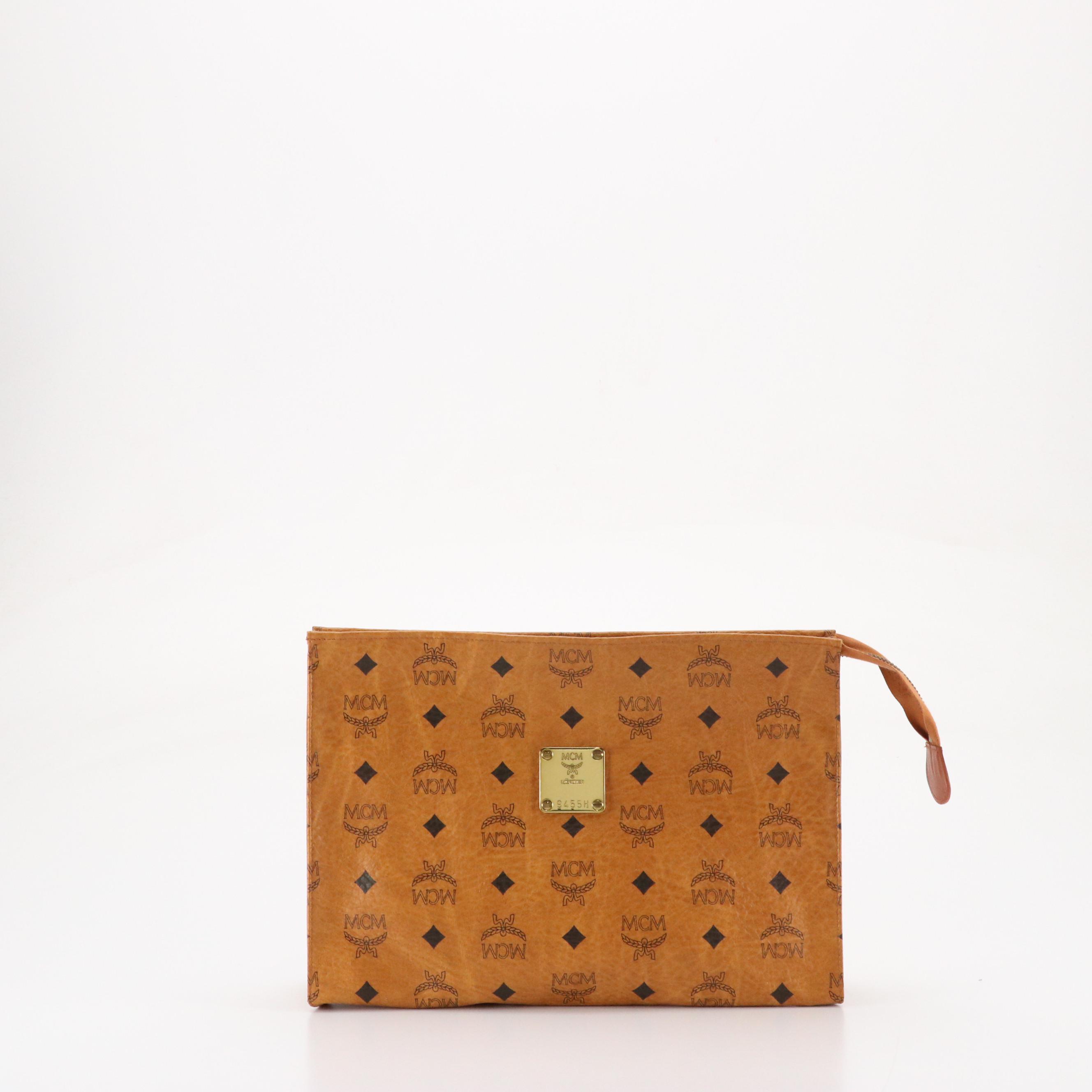 MCM Accessories/Toiletry Pouch in Cognac Visetos Coated Canvas