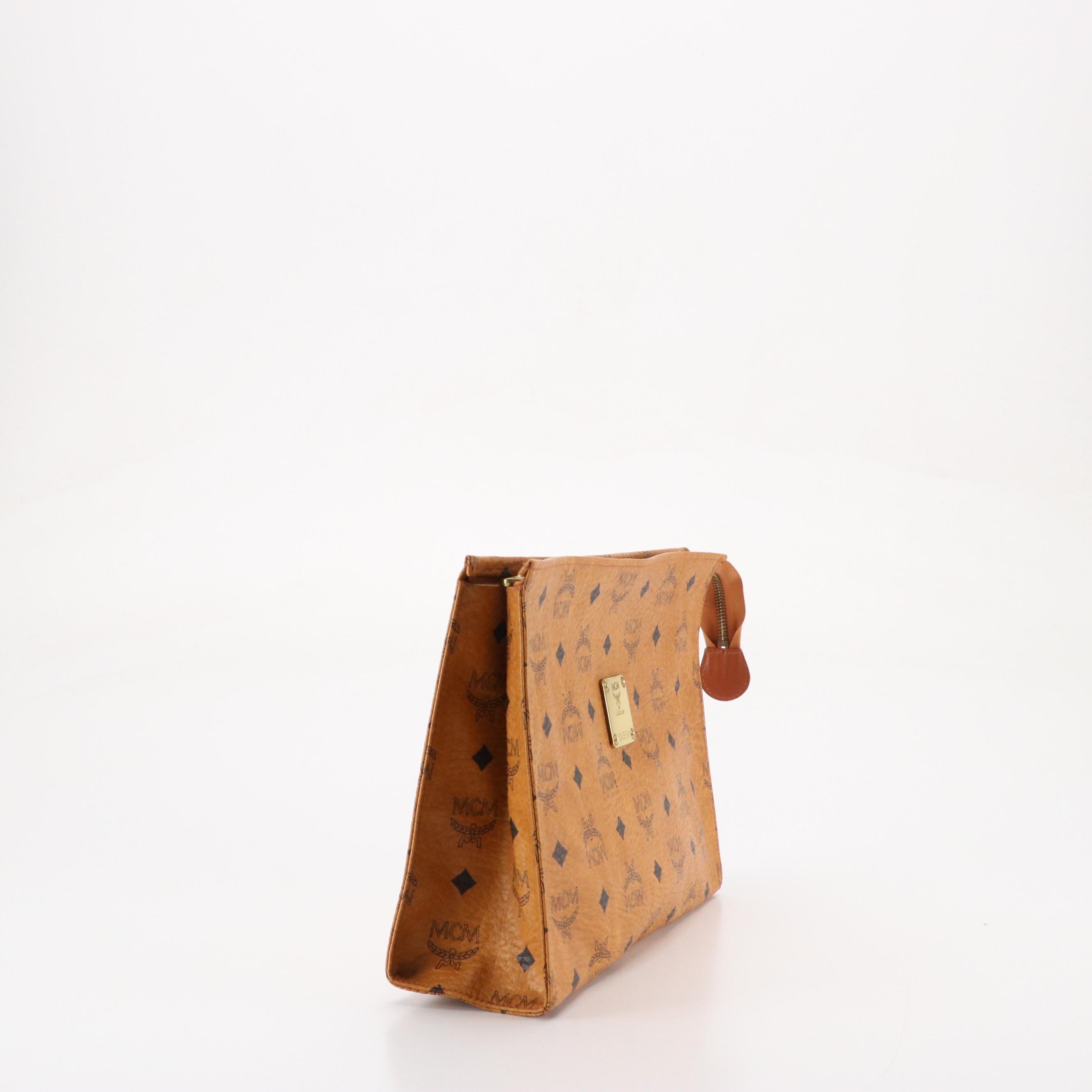 MCM Accessories/Toiletry Pouch in Cognac Visetos Coated Canvas